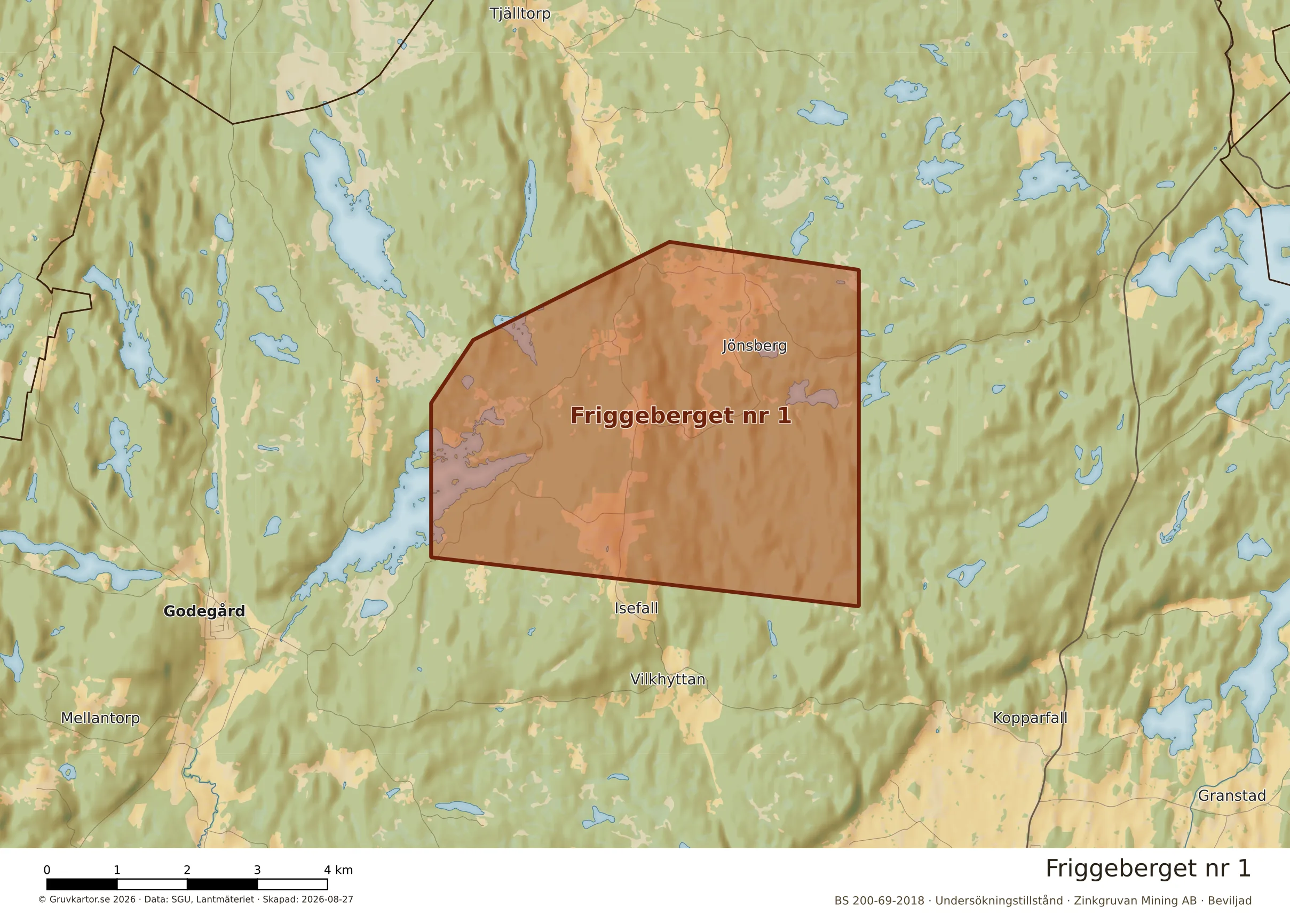 Närkarta över Friggeberget nr 1