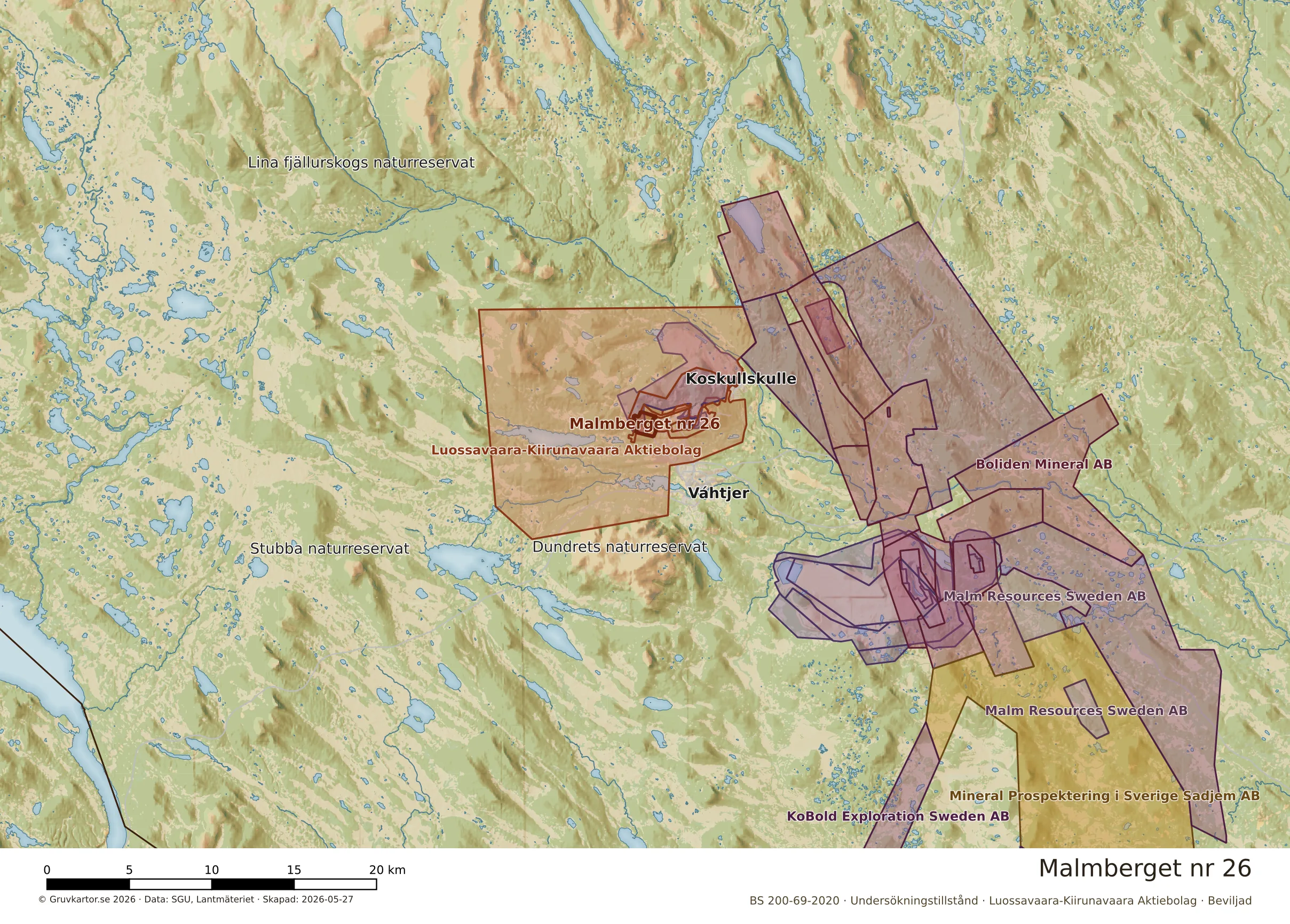 Översiktskarta över Malmberget nr 26 i sitt landskap