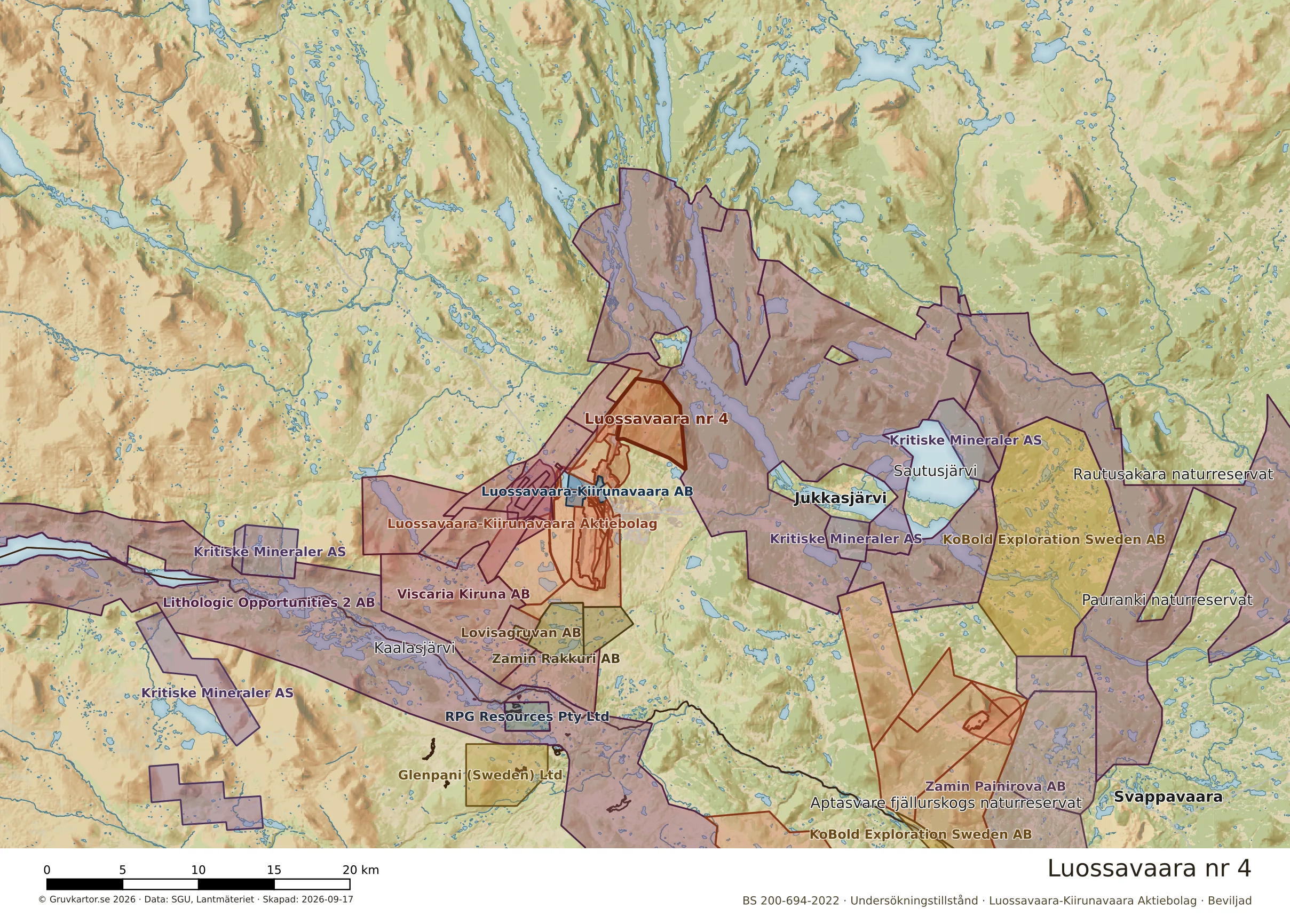Översiktskarta över Luossavaara nr 4 i sitt landskap