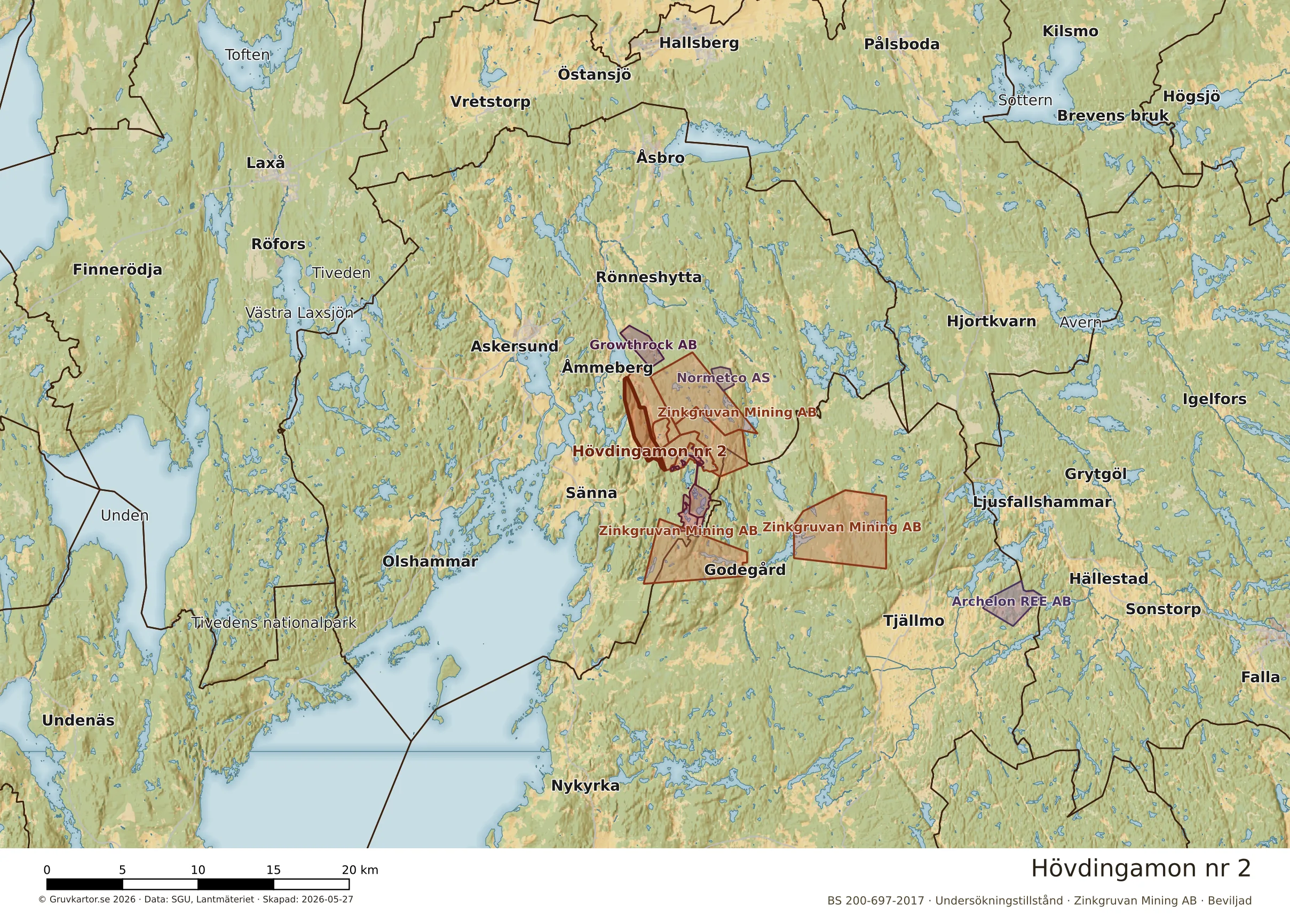 Översiktskarta över Hövdingamon nr 2 i sitt landskap
