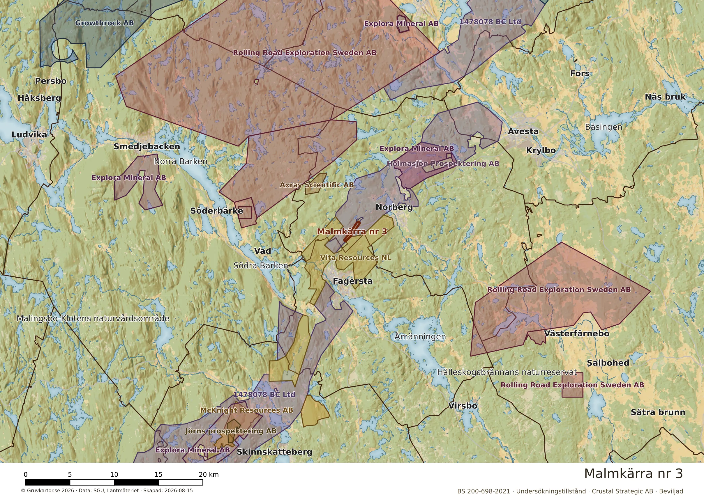 Översiktskarta över Malmkärra nr 3 i sitt landskap