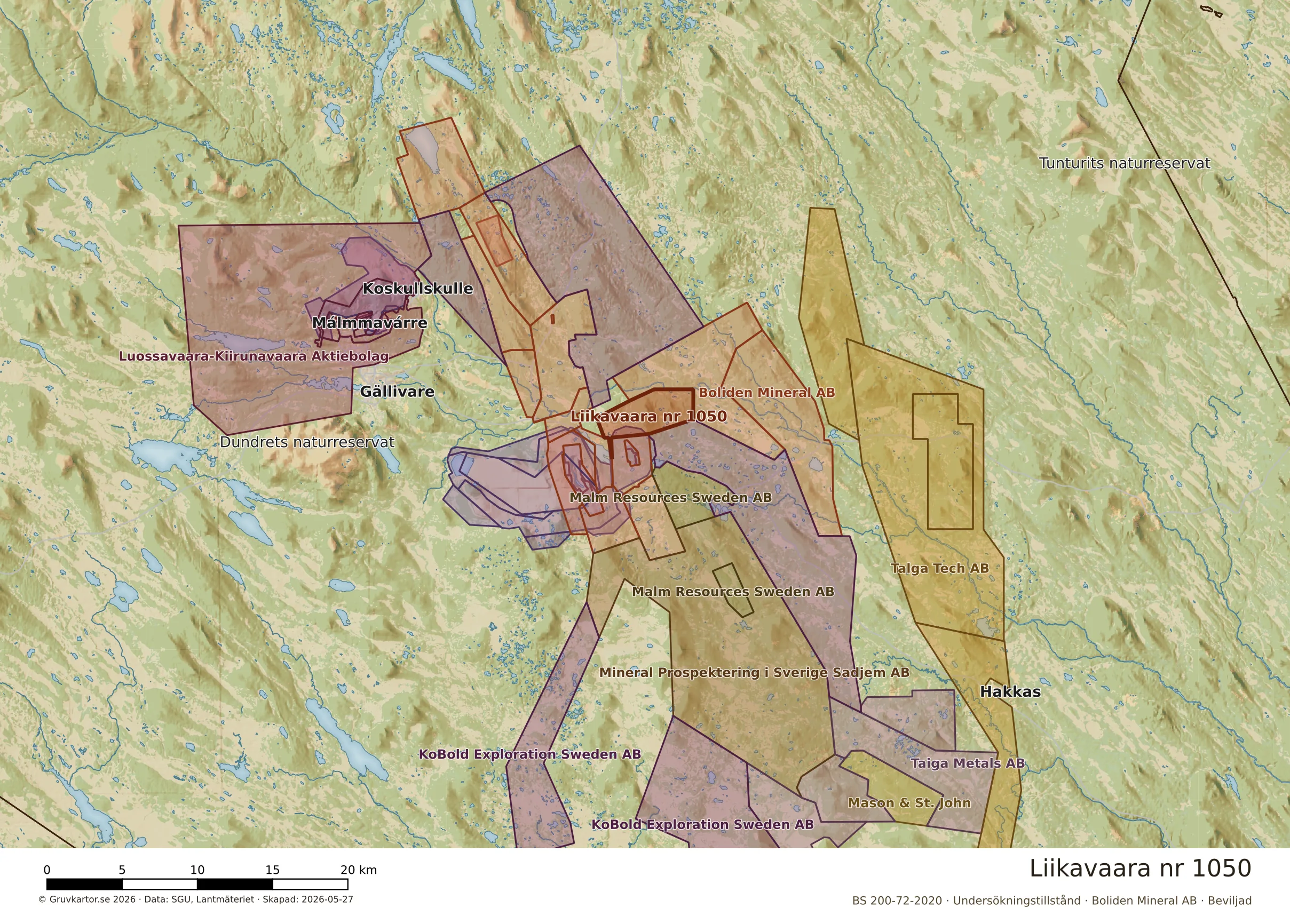 Översiktskarta över Liikavaara nr 1050 i sitt landskap