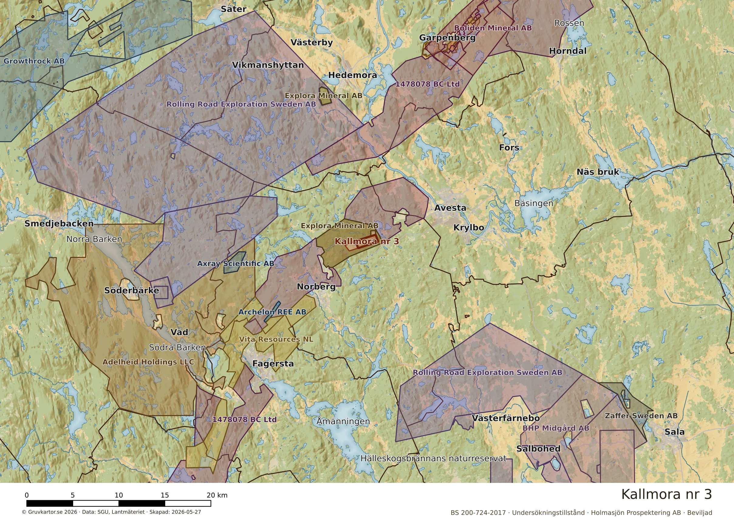 Översiktskarta över Kallmora nr 3 i sitt landskap