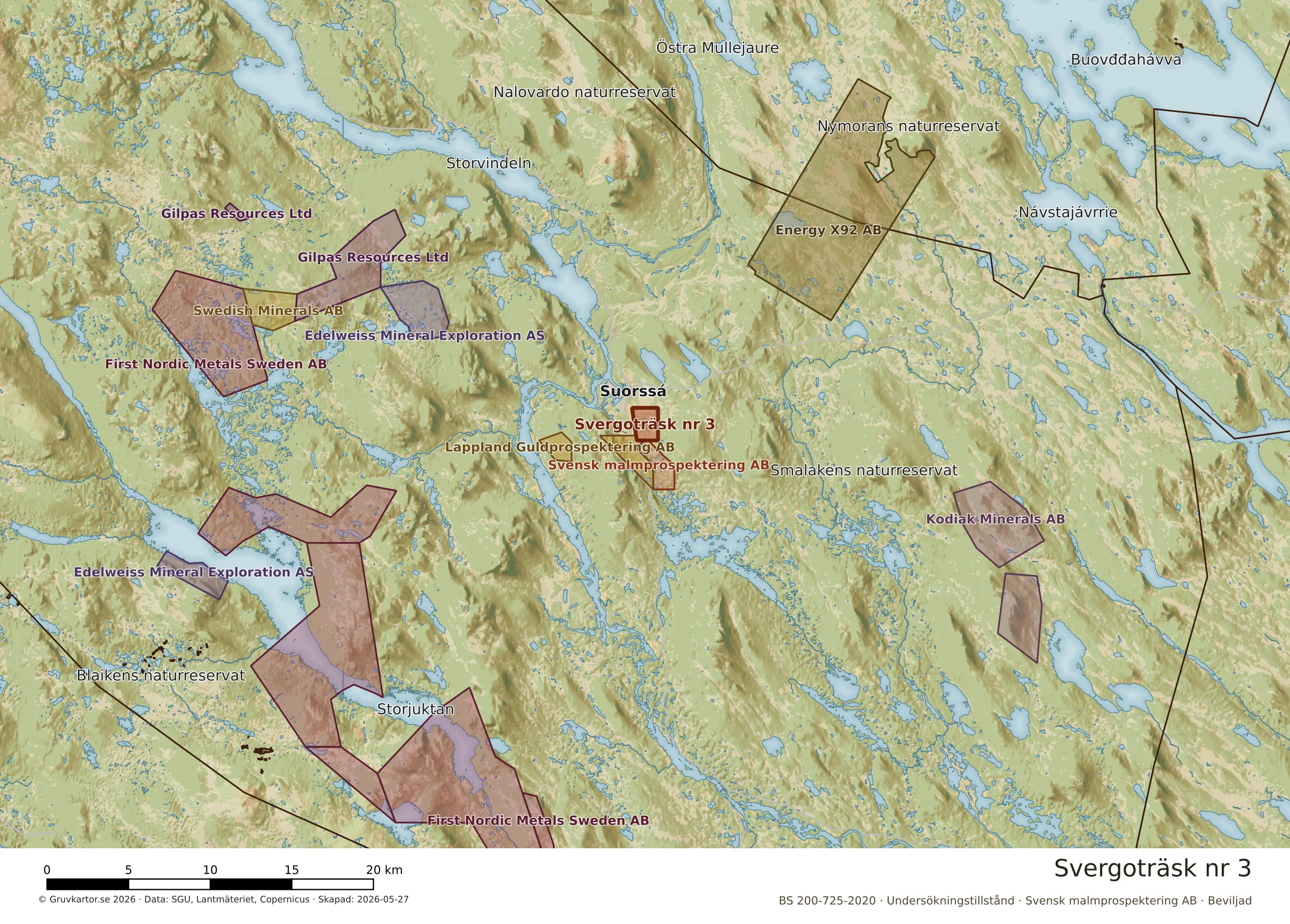 Översiktskarta över Svergoträsk nr 3 i sitt landskap