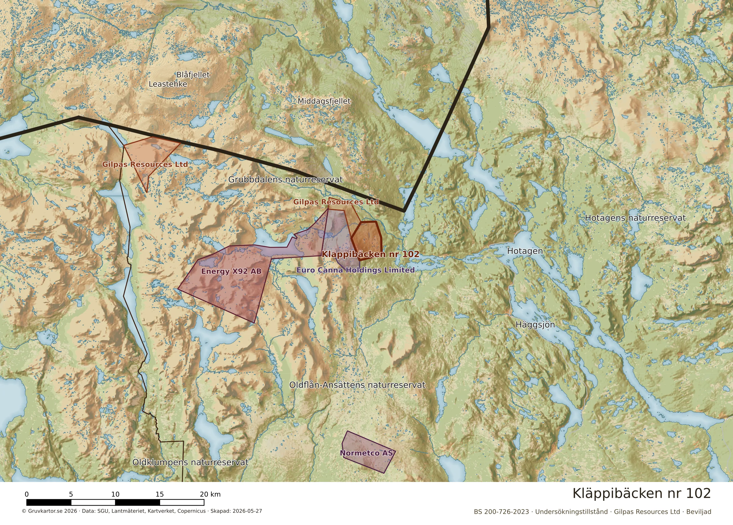 Översiktskarta över Kläppibäcken nr 102 i sitt landskap