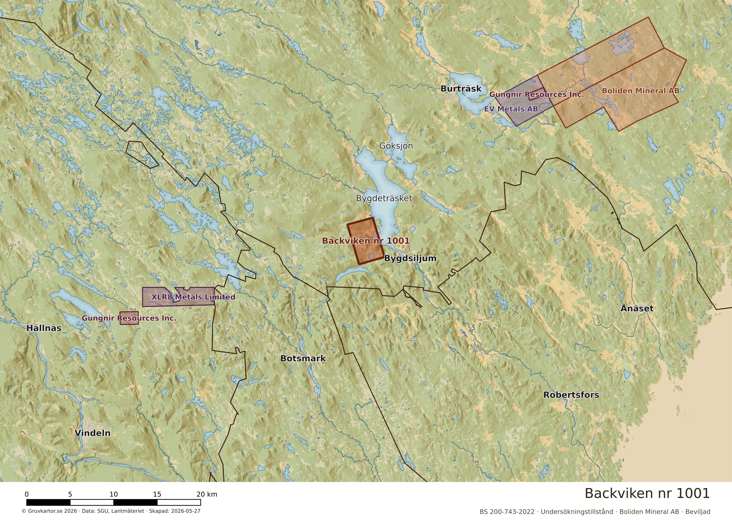 Översiktskarta över Backviken nr 1001 i sitt landskap