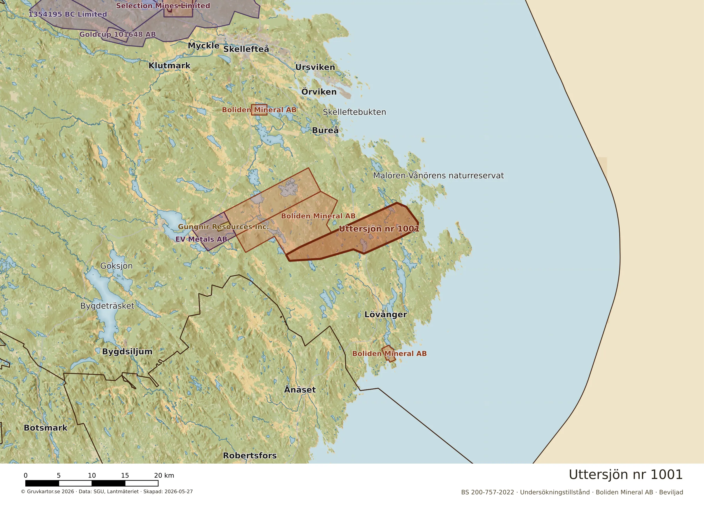 Översiktskarta över Uttersjön nr 1001 i sitt landskap