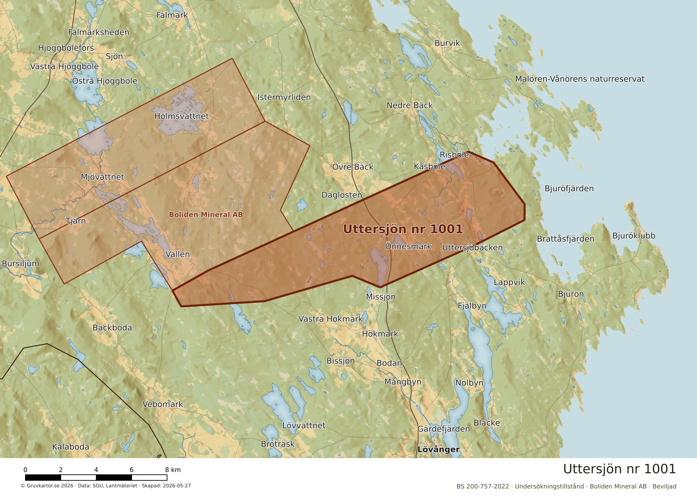 Närkarta över Uttersjön nr 1001