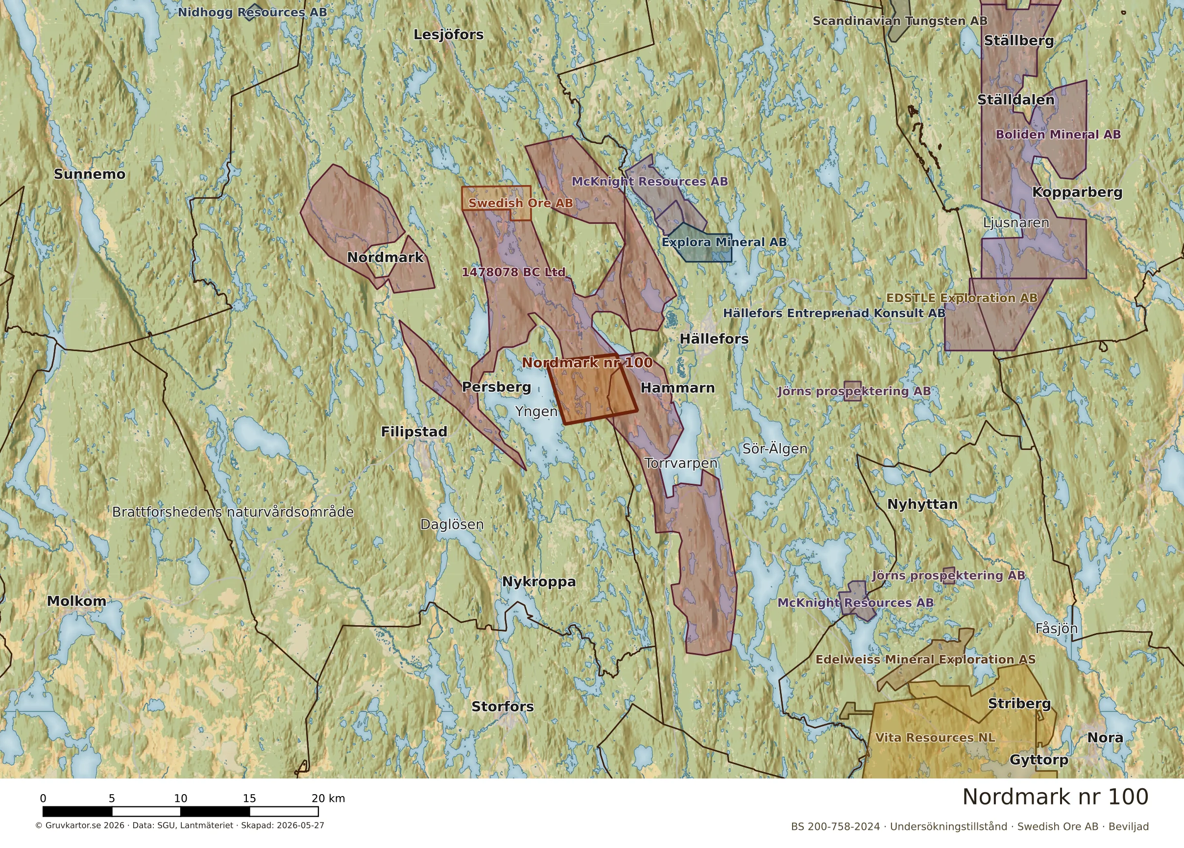 Översiktskarta över Nordmark nr 100 i sitt landskap