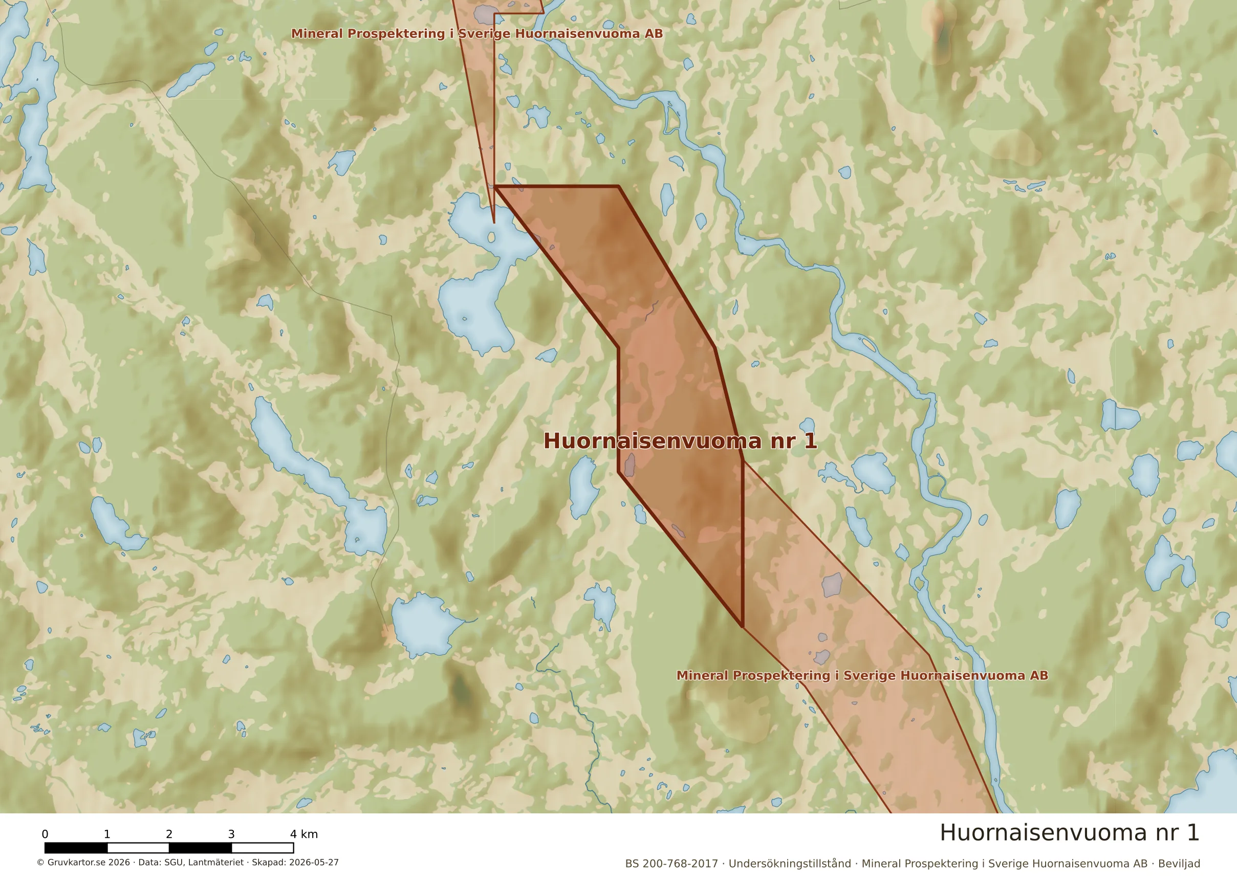 Närkarta över Huornaisenvuoma nr 1