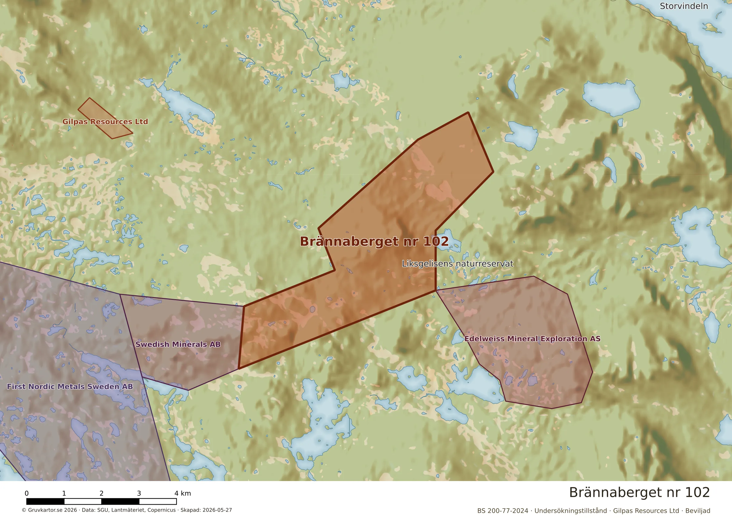 Närkarta över Brännaberget nr 102