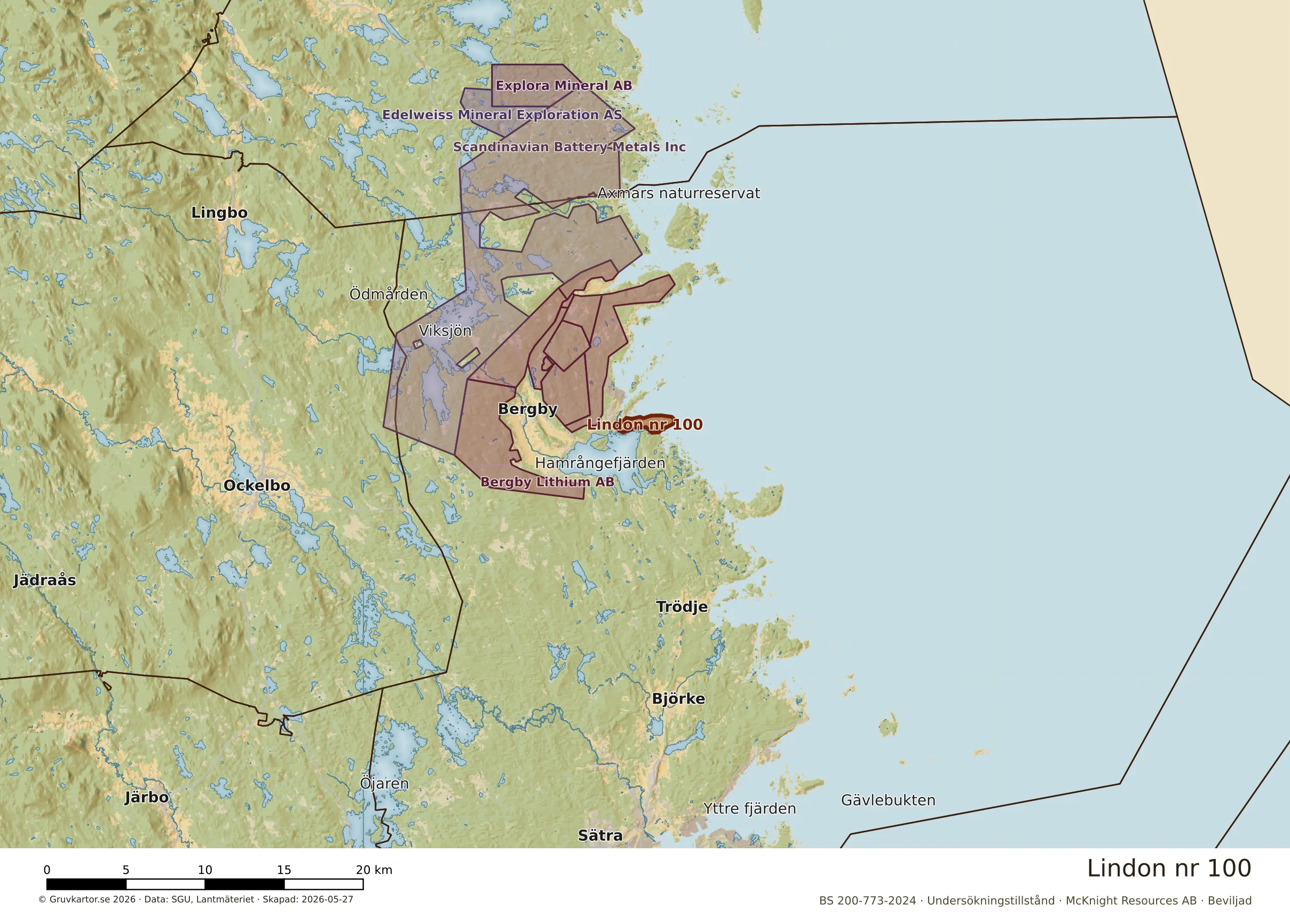 Översiktskarta över Lindon nr 100 i sitt landskap