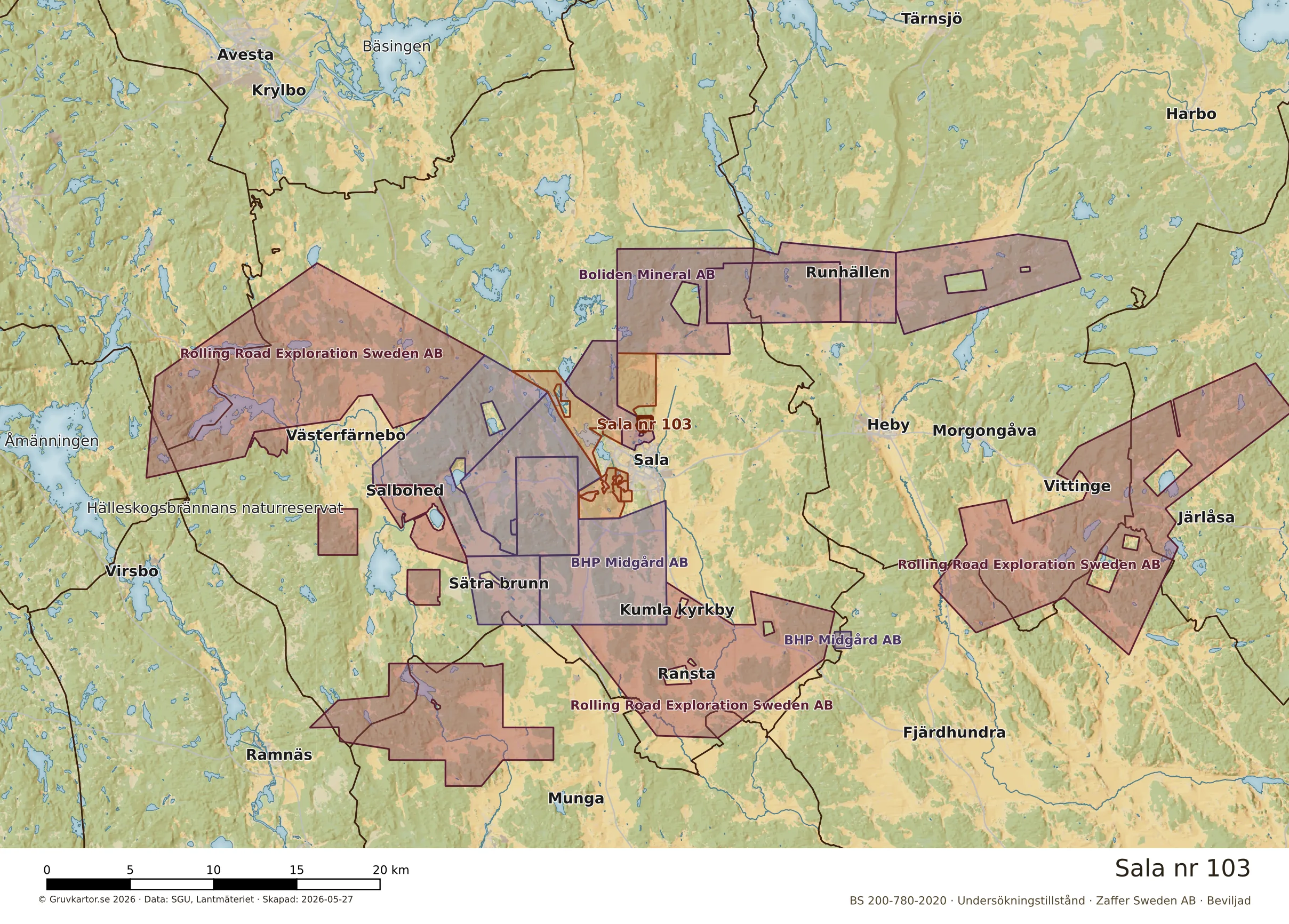 Översiktskarta över Sala nr 103 i sitt landskap