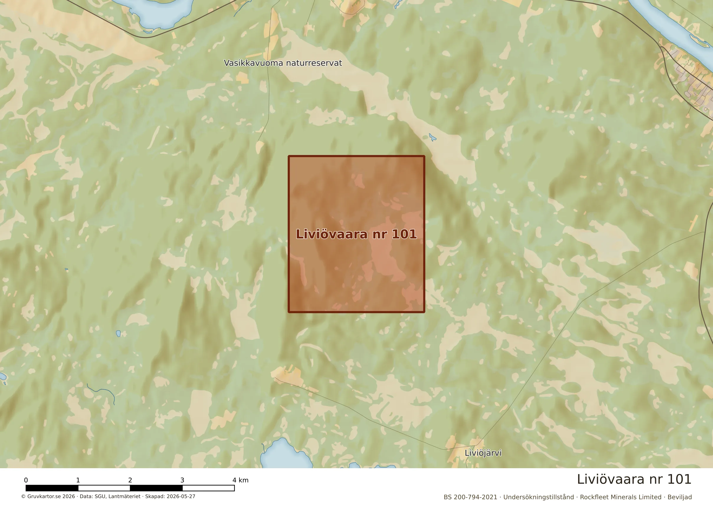 Närkarta över Liviövaara nr 101