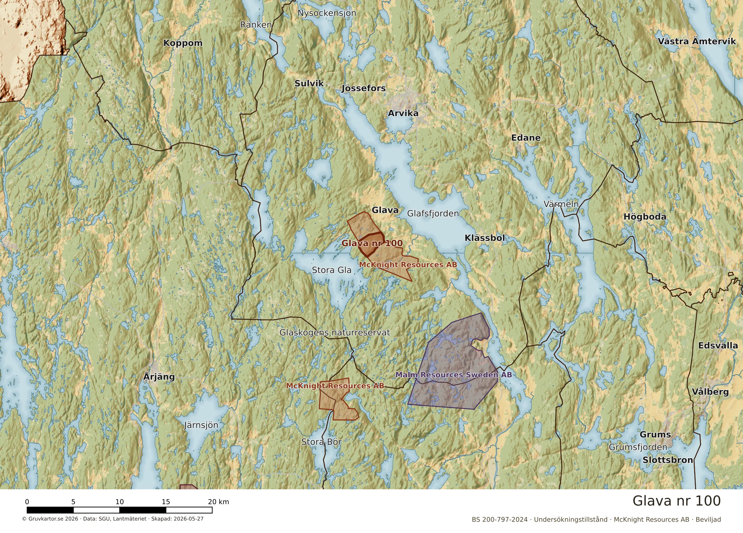 Översiktskarta över Glava nr 100 i sitt landskap