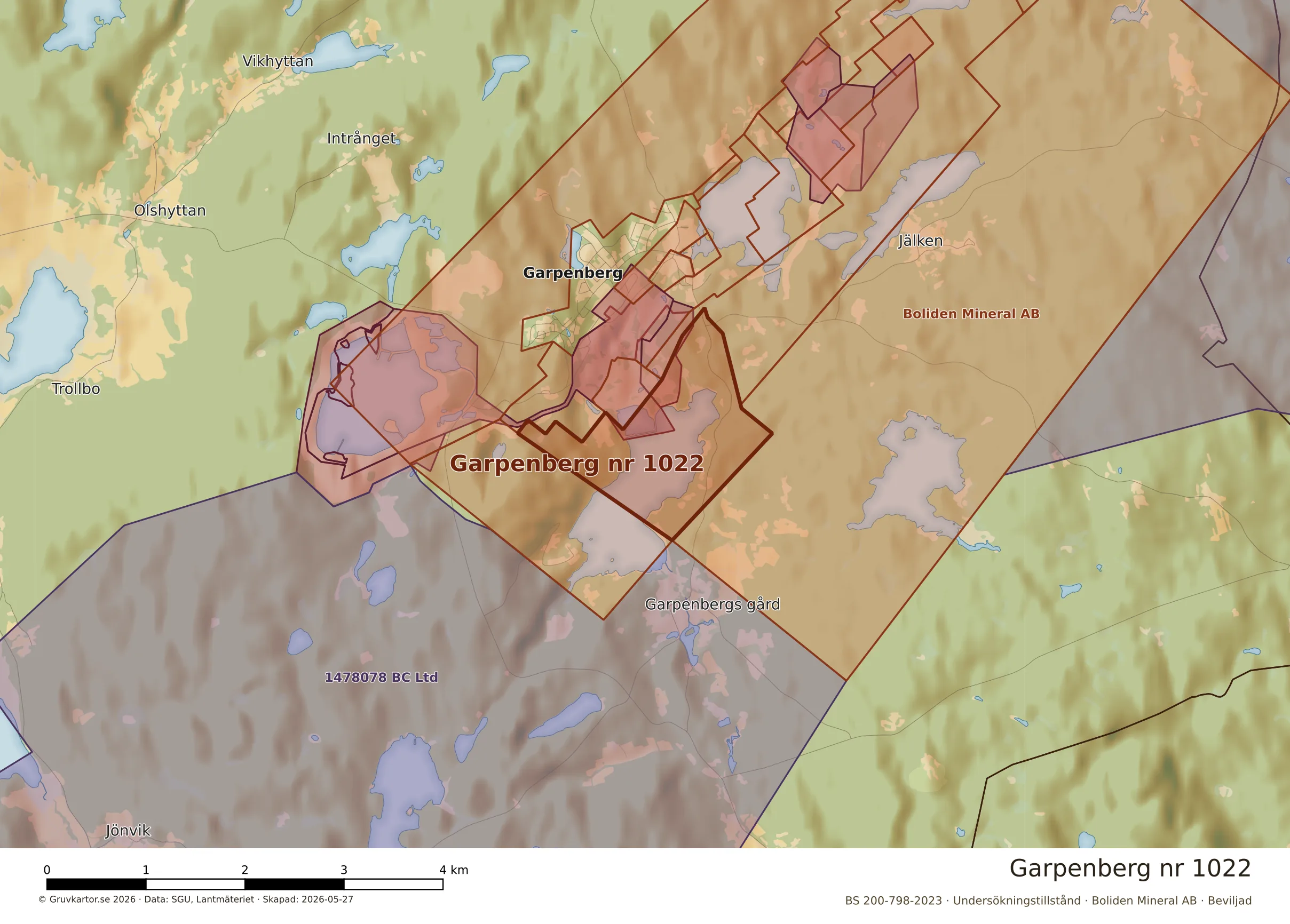Närkarta över Garpenberg nr 1022