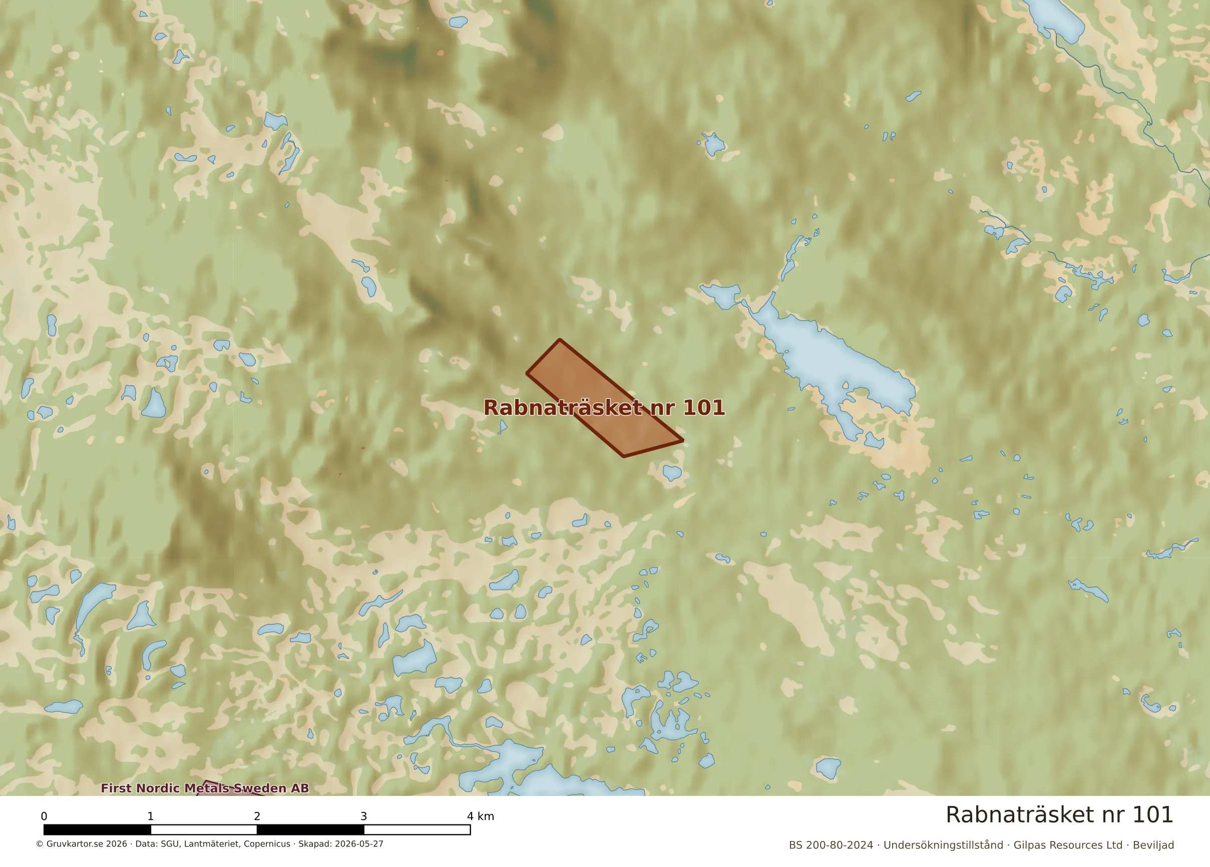 Närkarta över Rabnaträsket nr 101