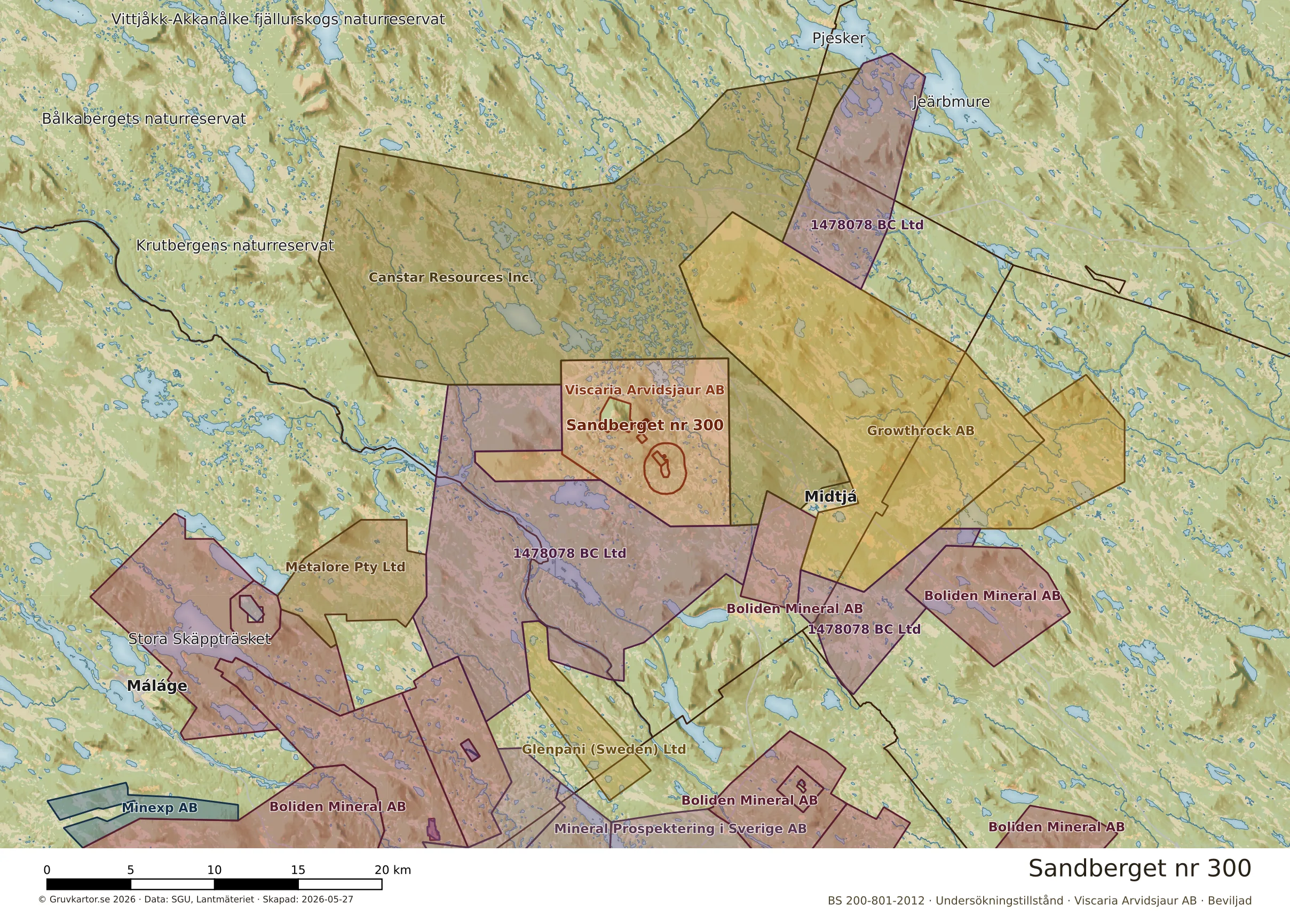Översiktskarta över Sandberget nr 300 i sitt landskap