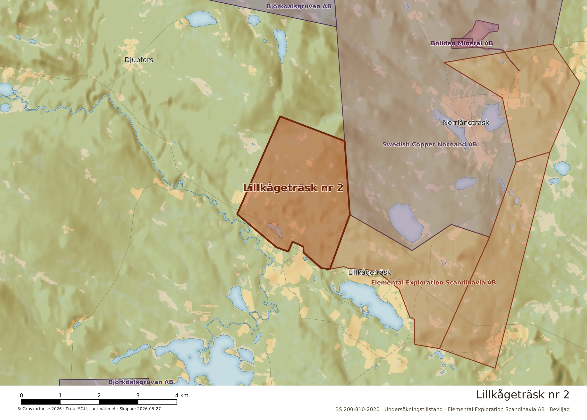 Närkarta över Lillkågeträsk nr 2