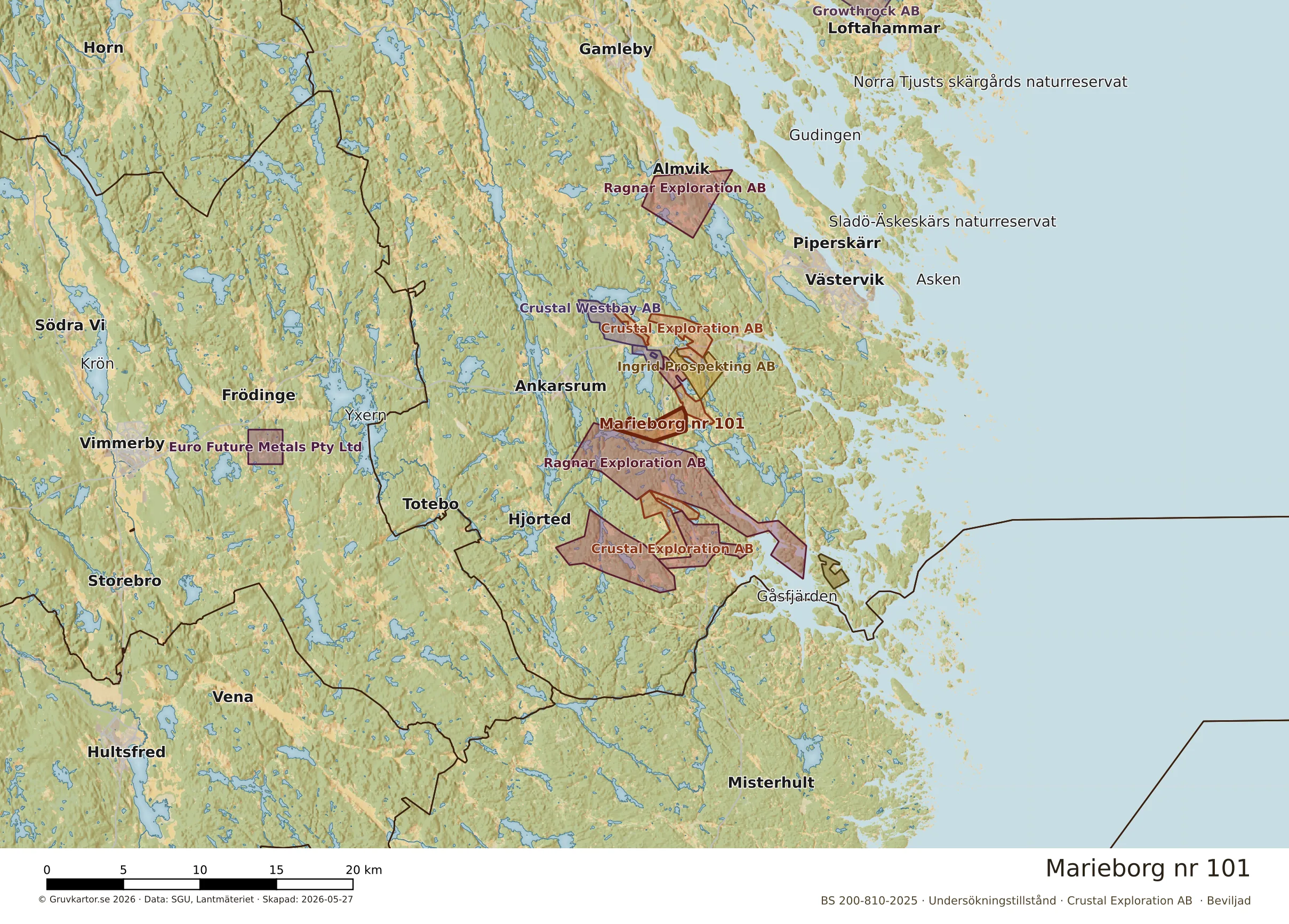 Översiktskarta över Marieborg nr 101 i sitt landskap