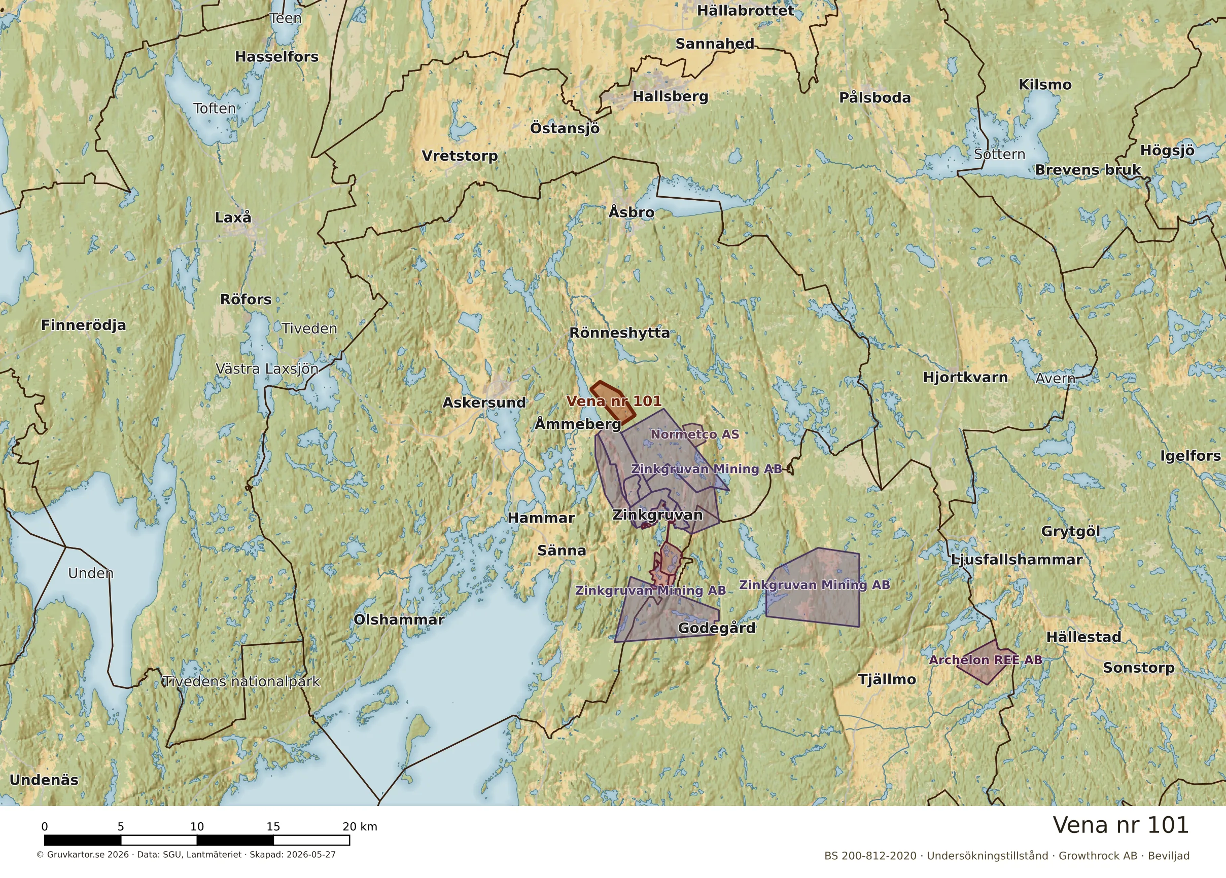 Översiktskarta över Vena nr 101 i sitt landskap
