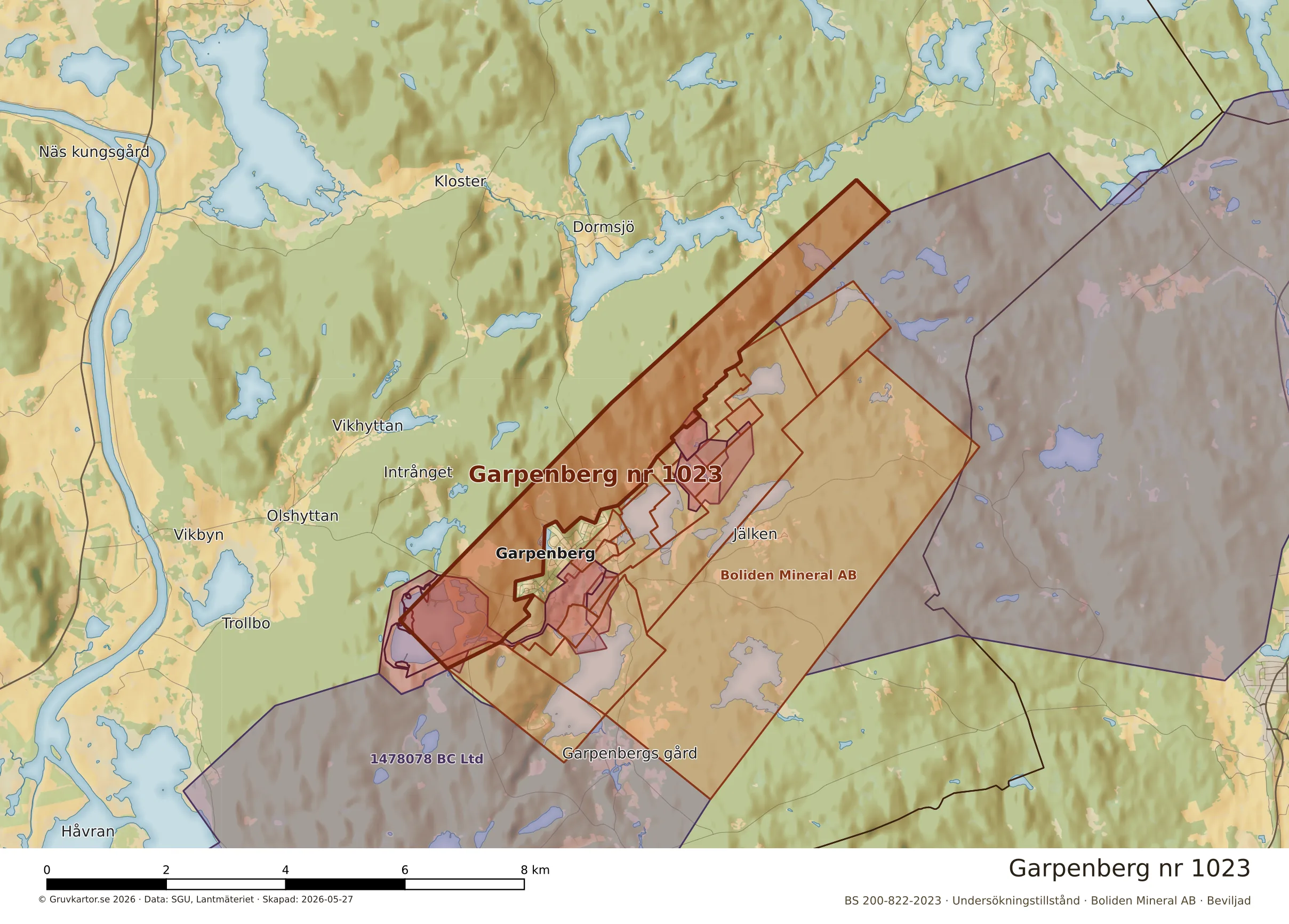 Närkarta över Garpenberg nr 1023