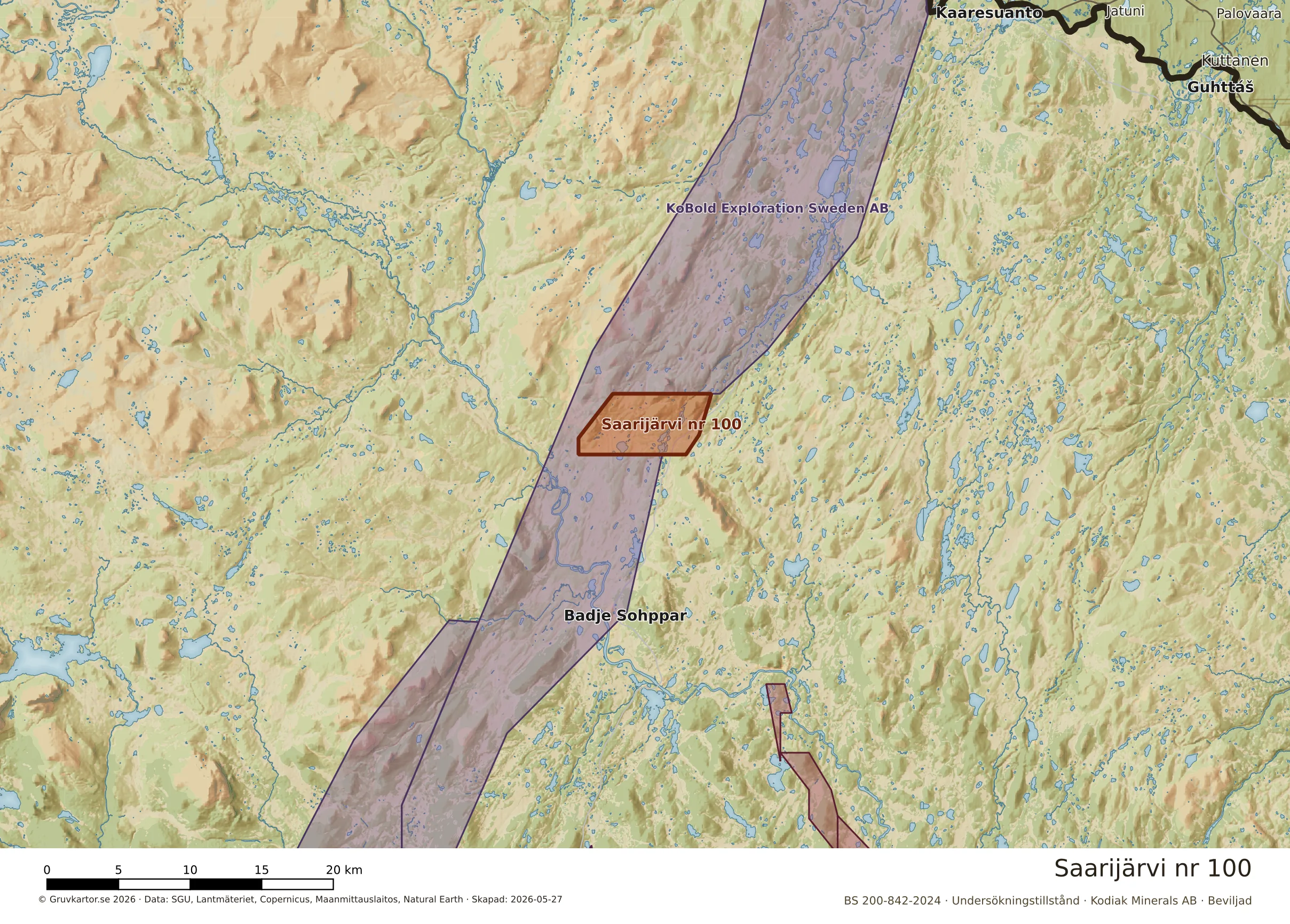 Översiktskarta över Saarijärvi nr 100 i sitt landskap