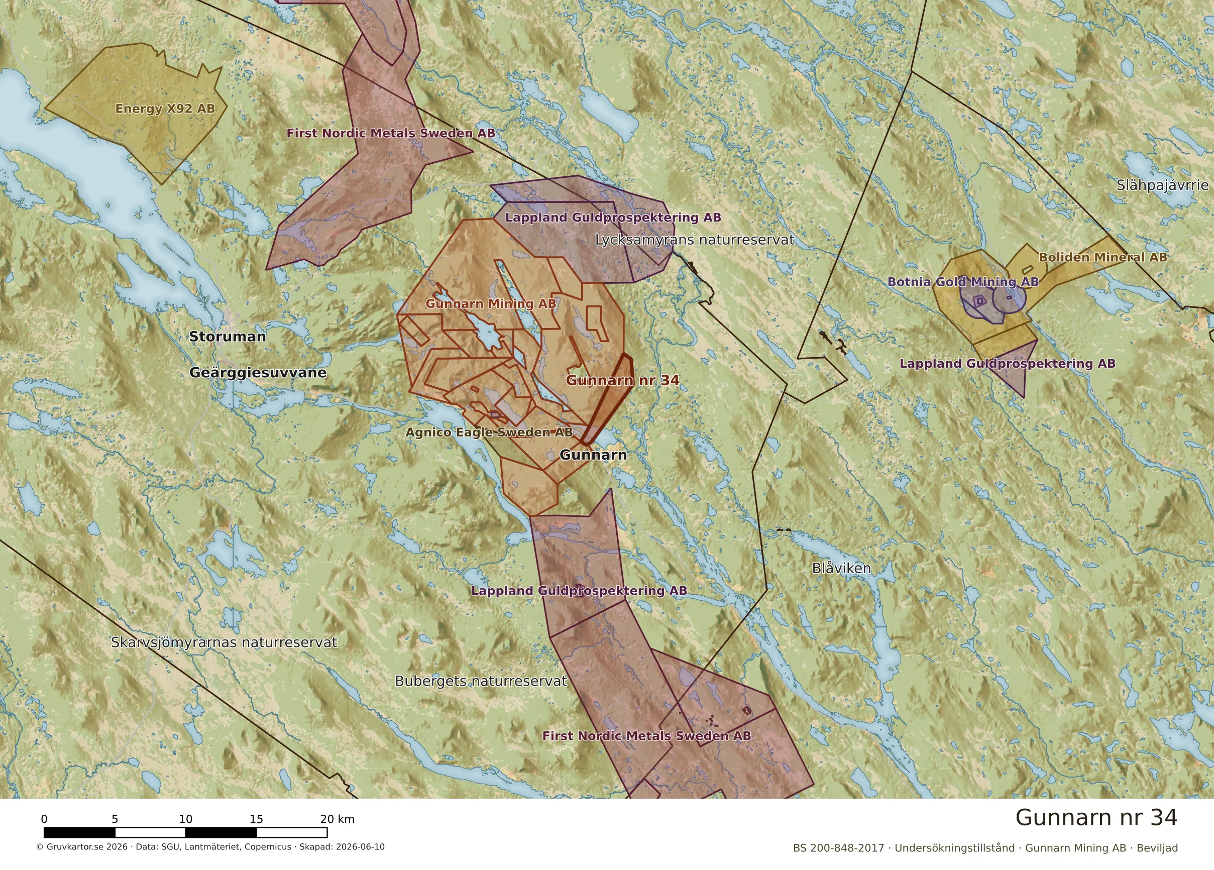 Översiktskarta över Gunnarn nr 34 i sitt landskap
