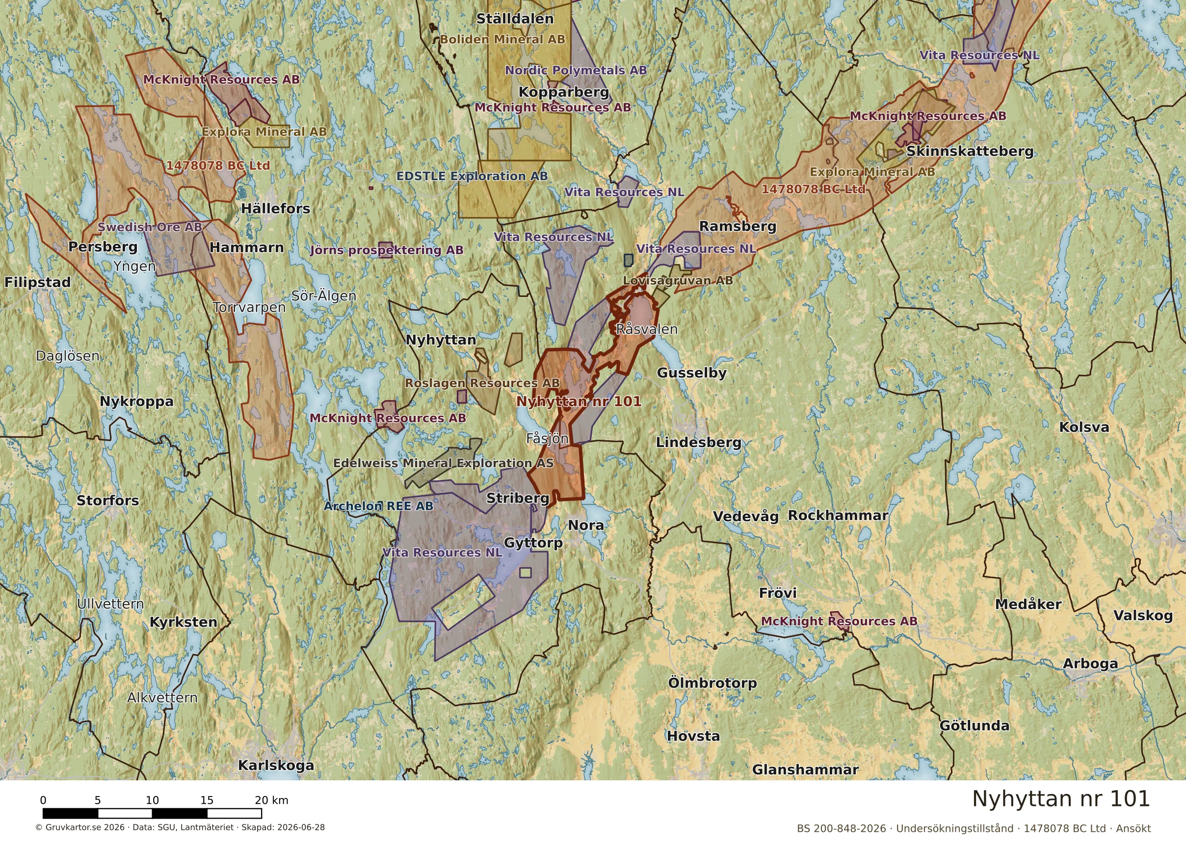 Översiktskarta över Nyhyttan nr 101 i sitt landskap
