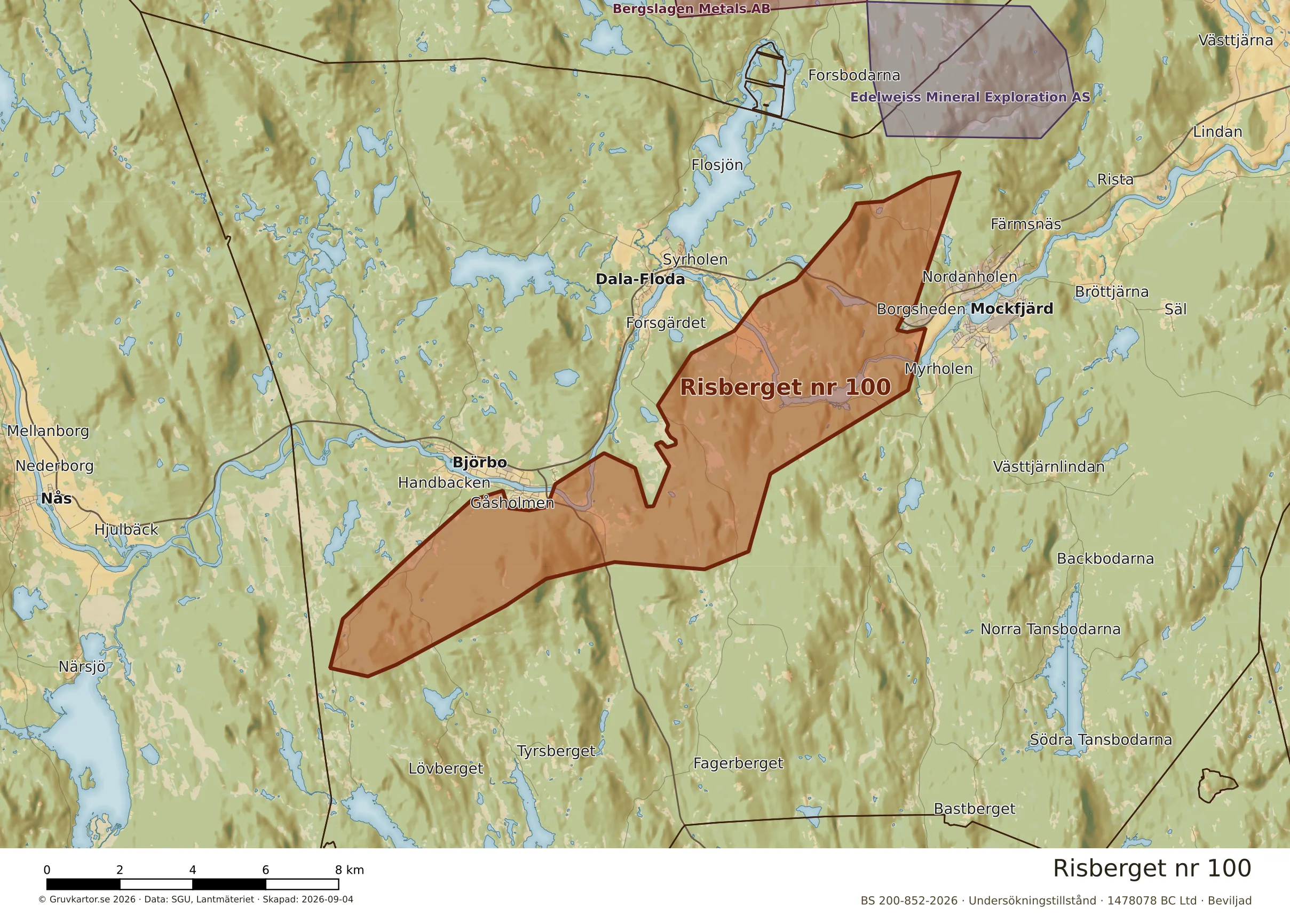 Närkarta över Risberget nr 100