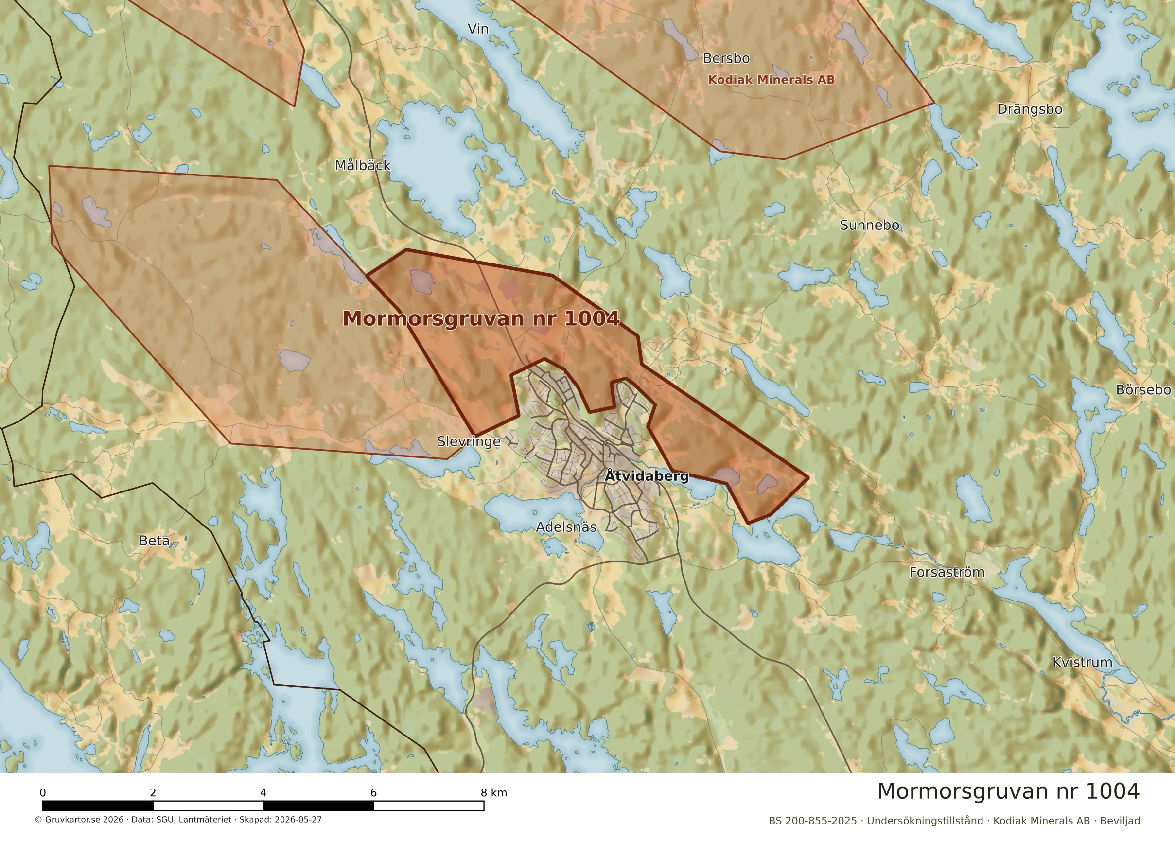 Närkarta över Mormorsgruvan nr 1004