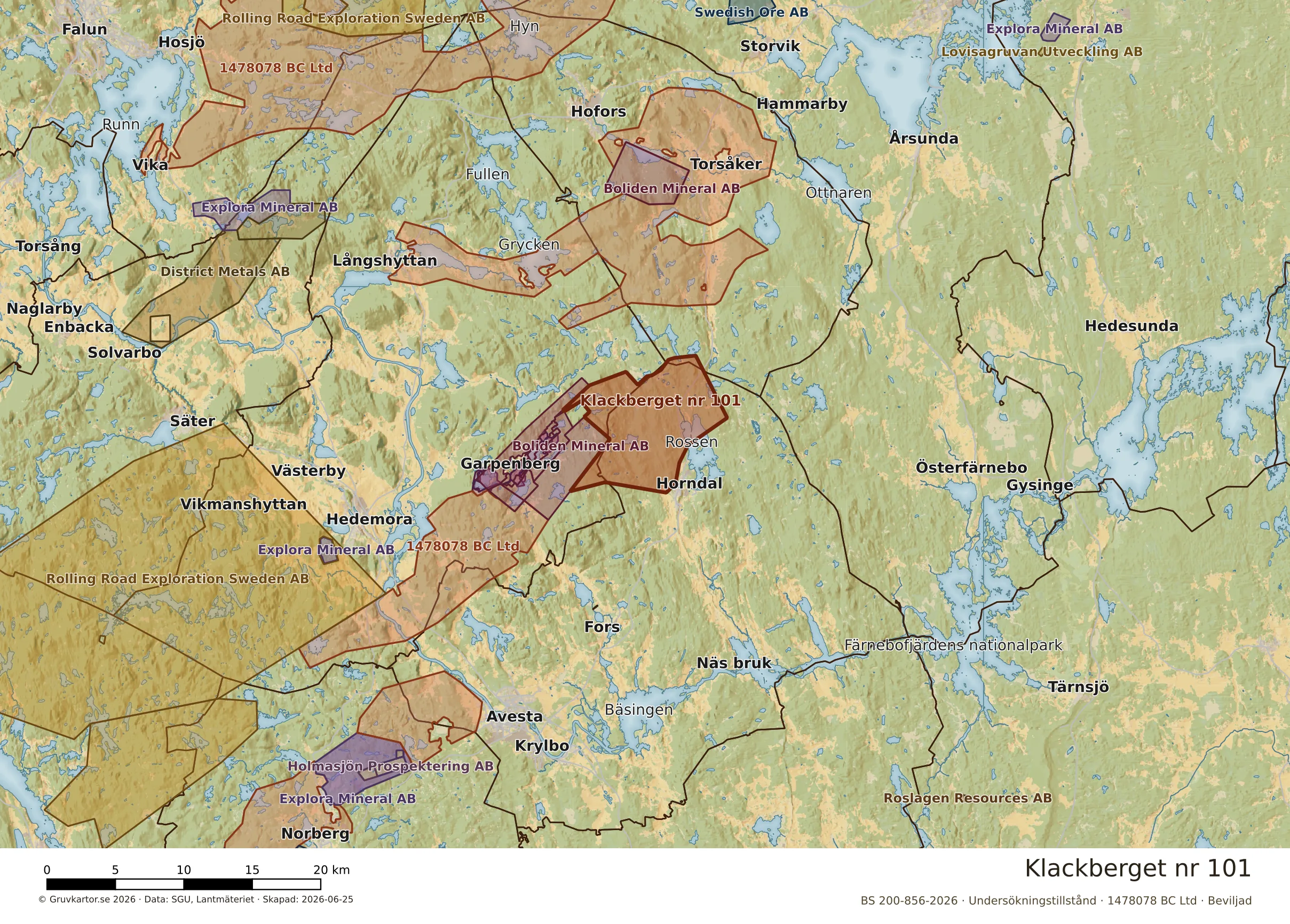 Översiktskarta över Klackberget nr 101 i sitt landskap