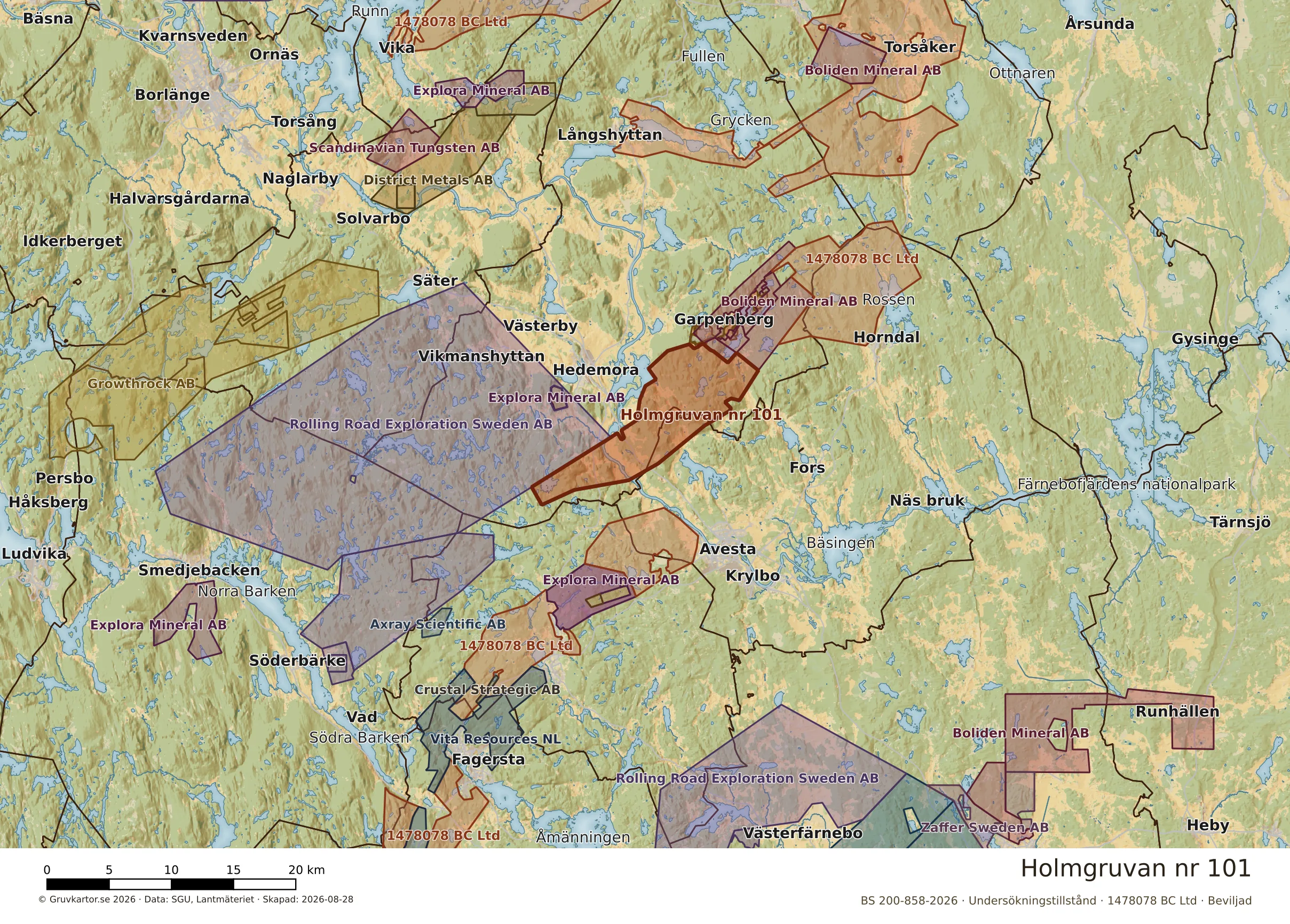 Översiktskarta över Holmgruvan nr 101 i sitt landskap