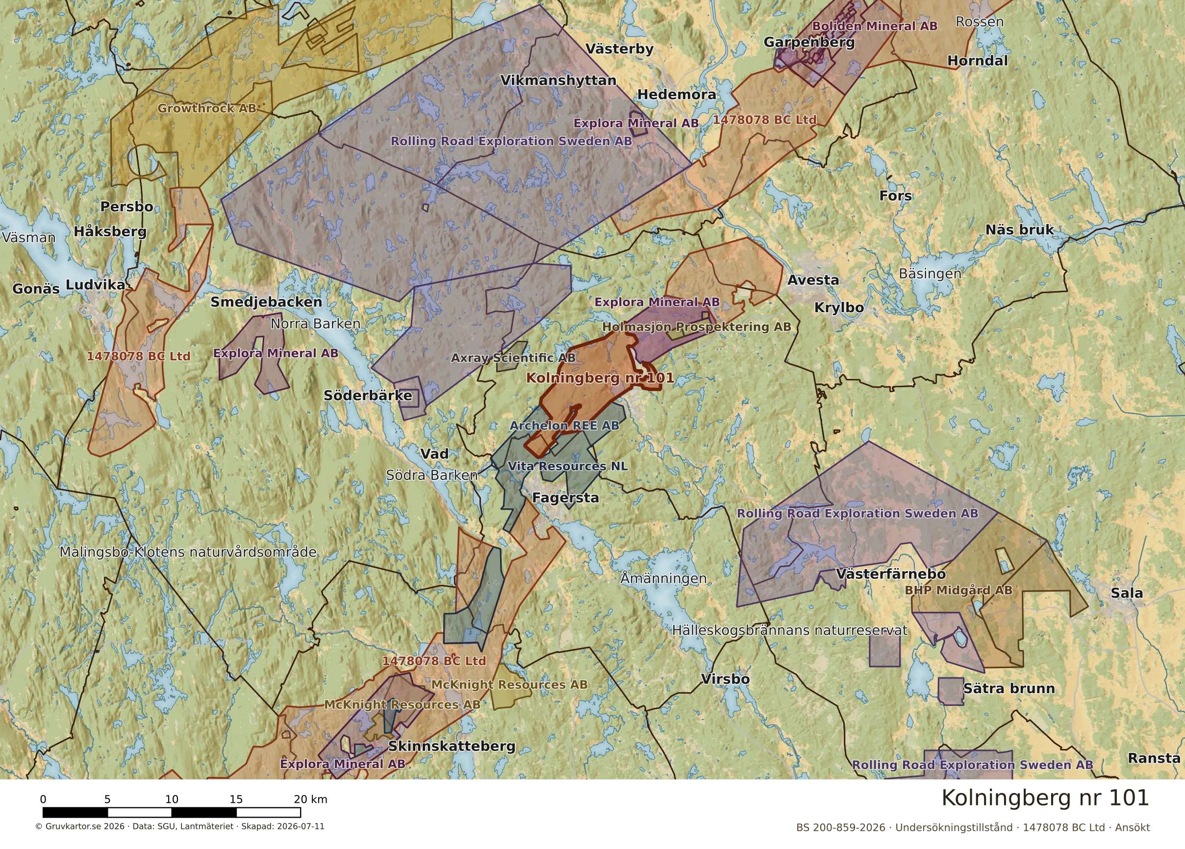 Översiktskarta över Kolningberg nr 101 i sitt landskap