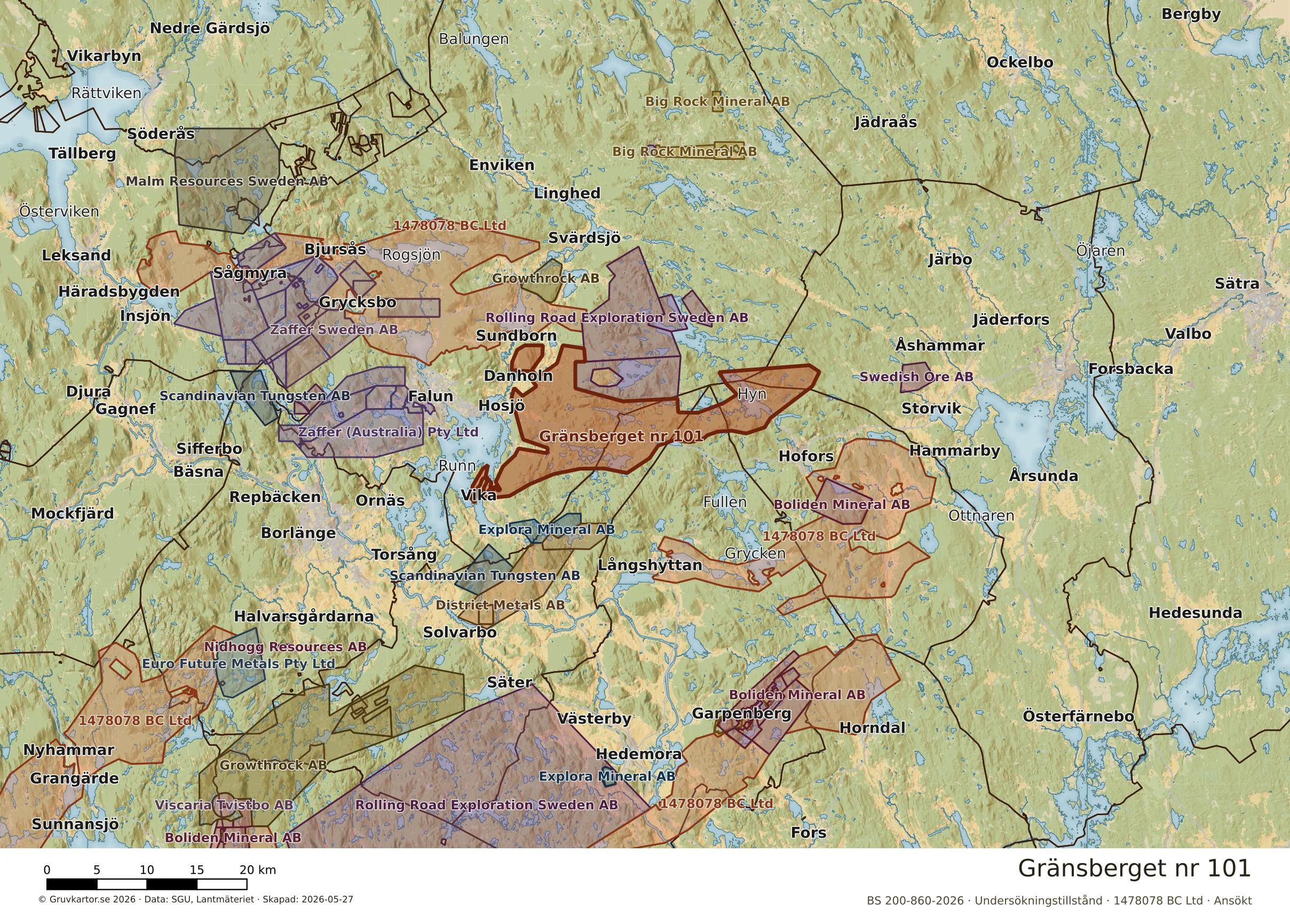 Karta över Gränsberget nr 101