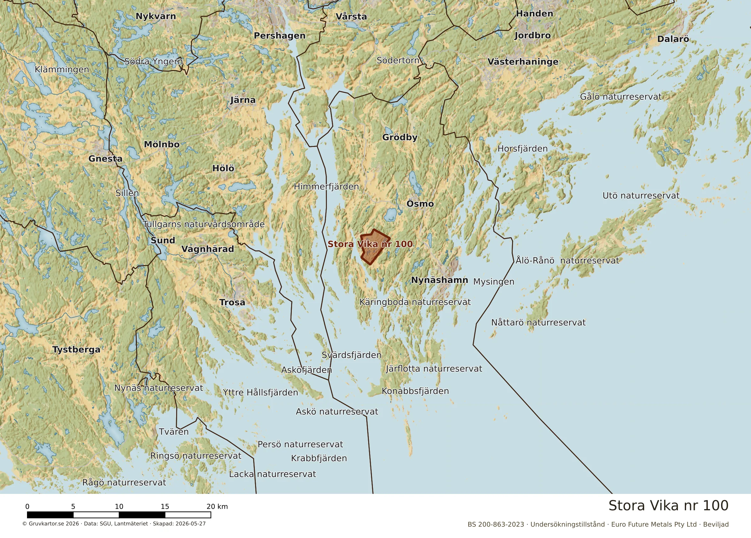 Översiktskarta över Stora Vika nr 100 i sitt landskap