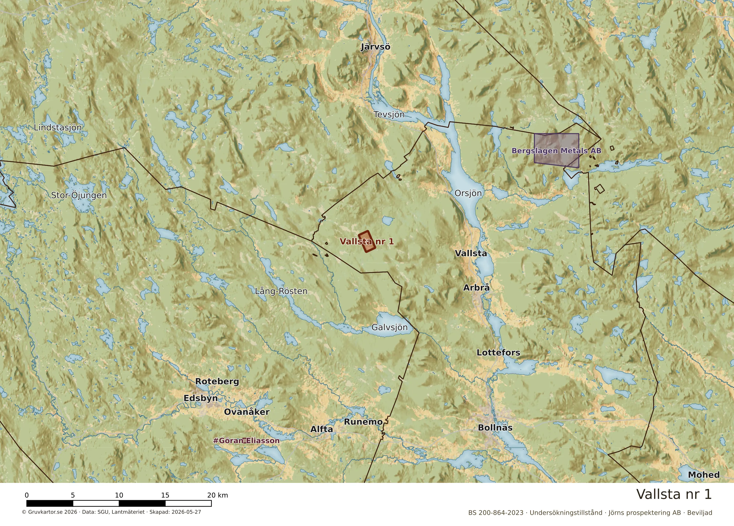 Översiktskarta över Vallsta nr 1 i sitt landskap