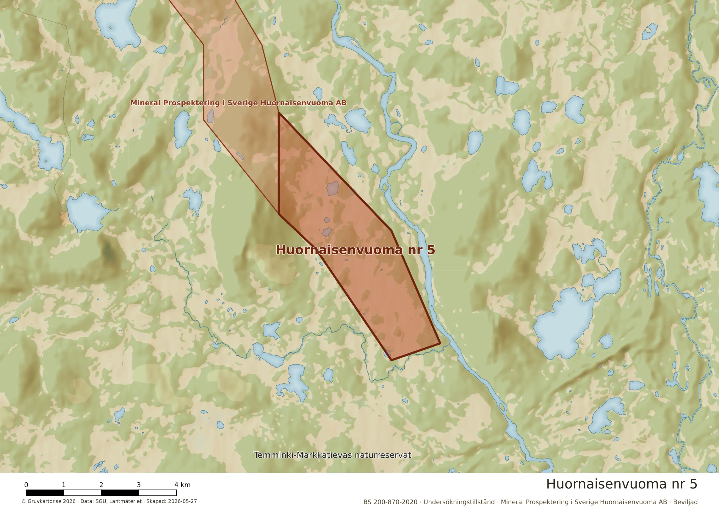 Närkarta över Huornaisenvuoma nr 5