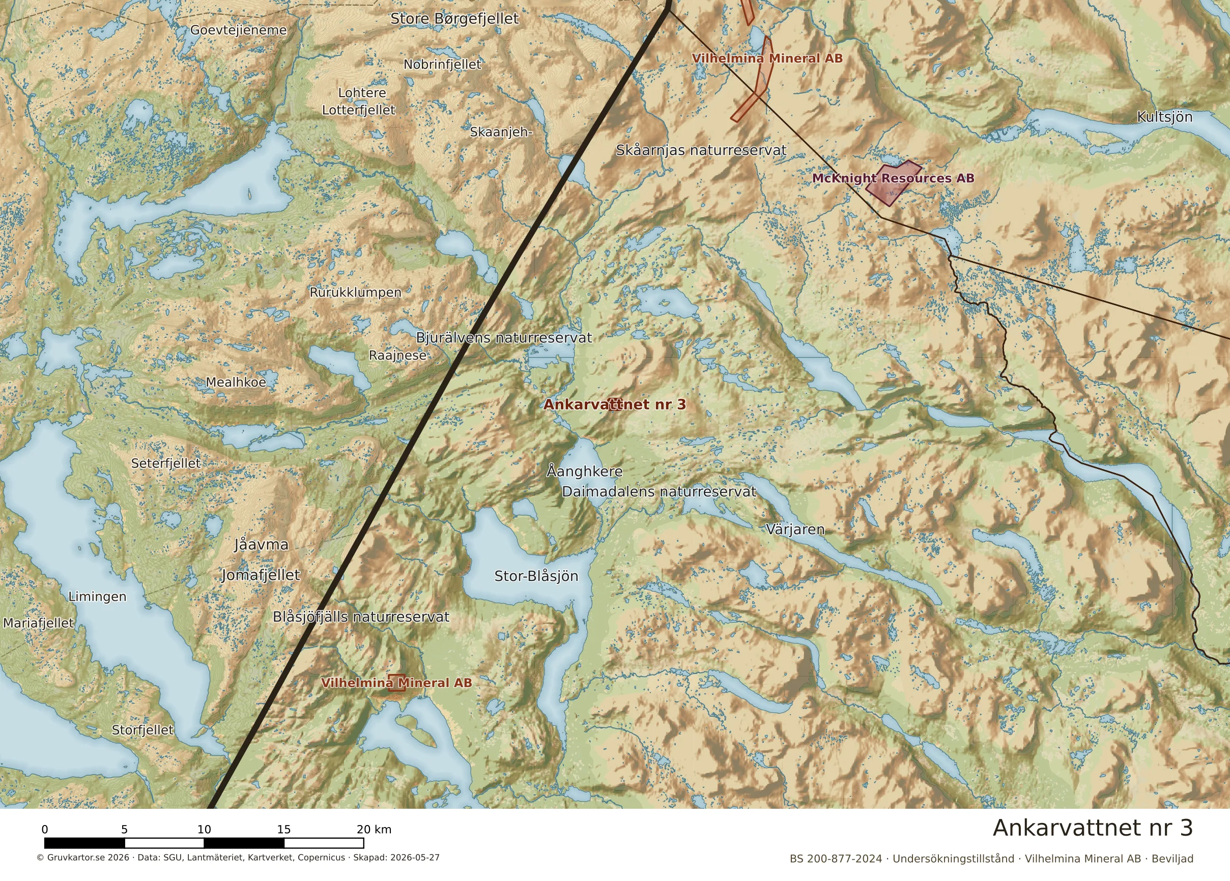 Översiktskarta över Ankarvattnet nr 3 i sitt landskap
