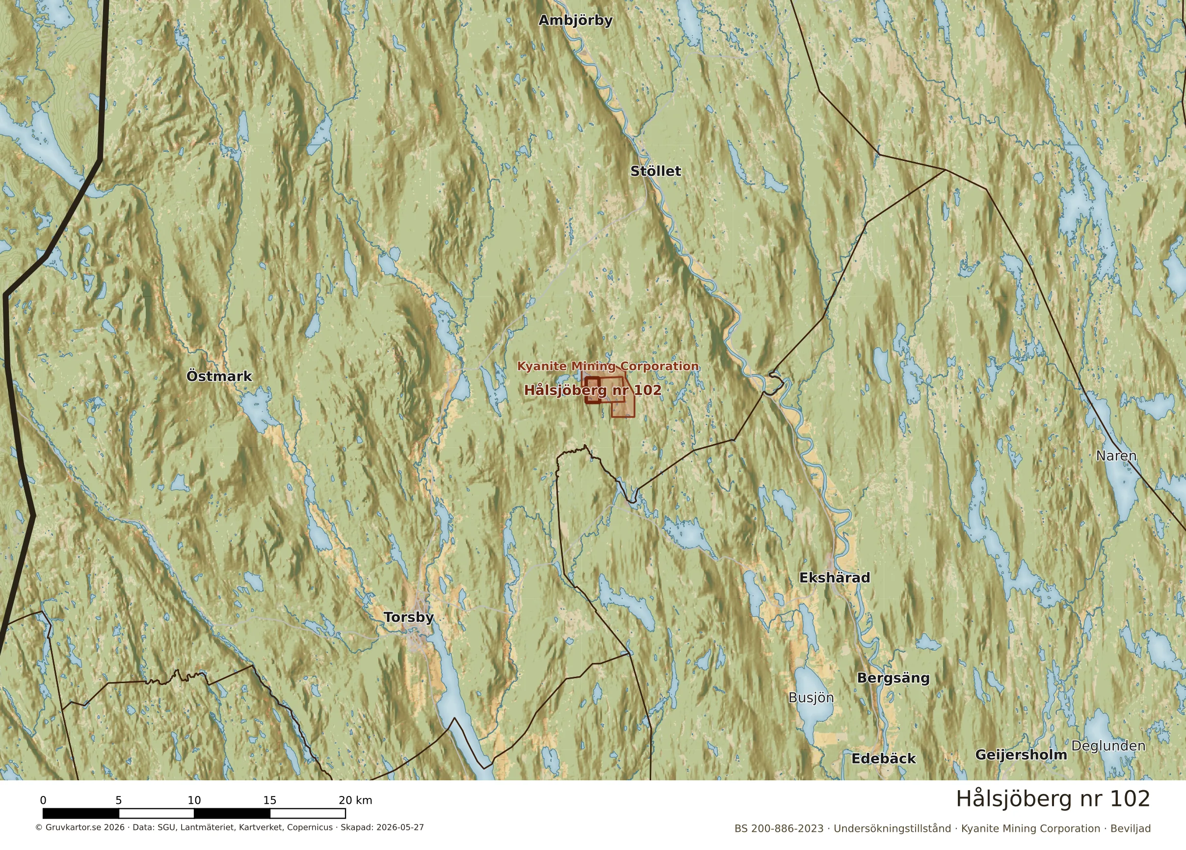 Översiktskarta över Hålsjöberg nr 102 i sitt landskap