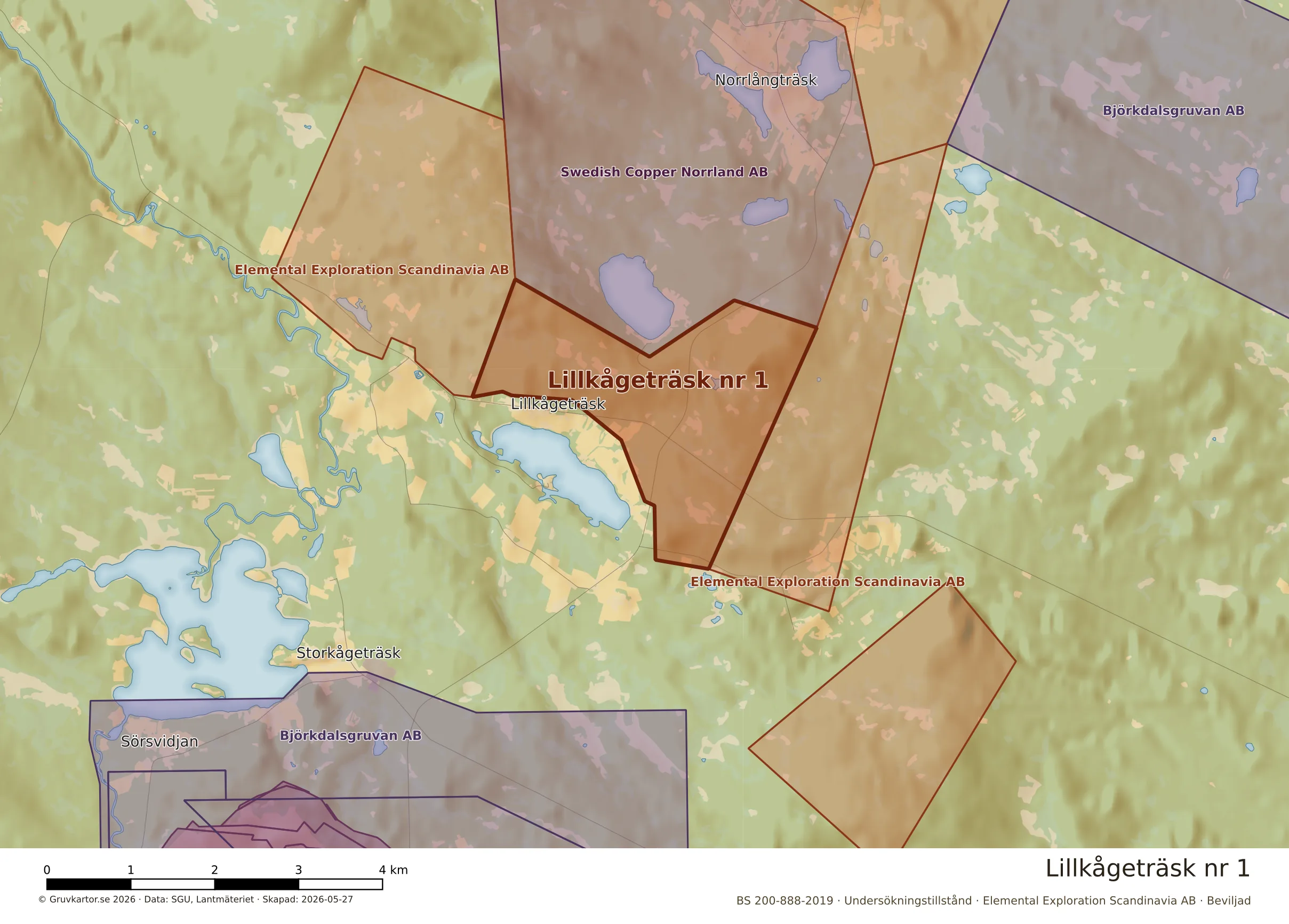 Närkarta över Lillkågeträsk nr 1