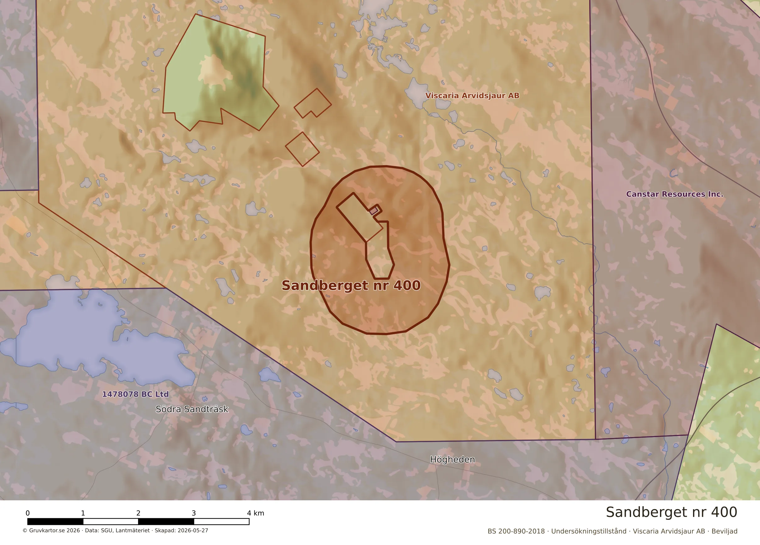 Närkarta över Sandberget nr 400