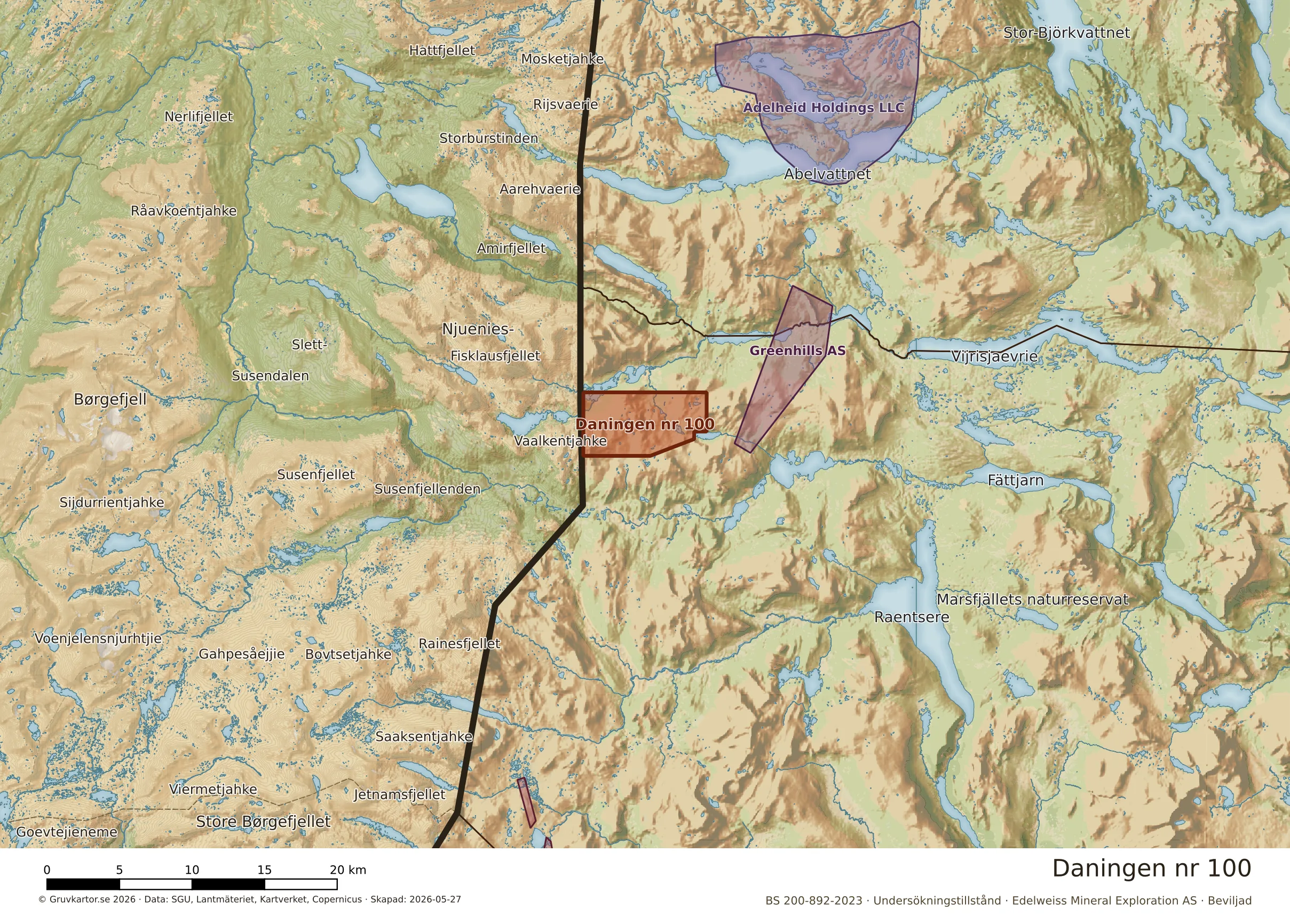 Översiktskarta över Daningen nr 100 i sitt landskap
