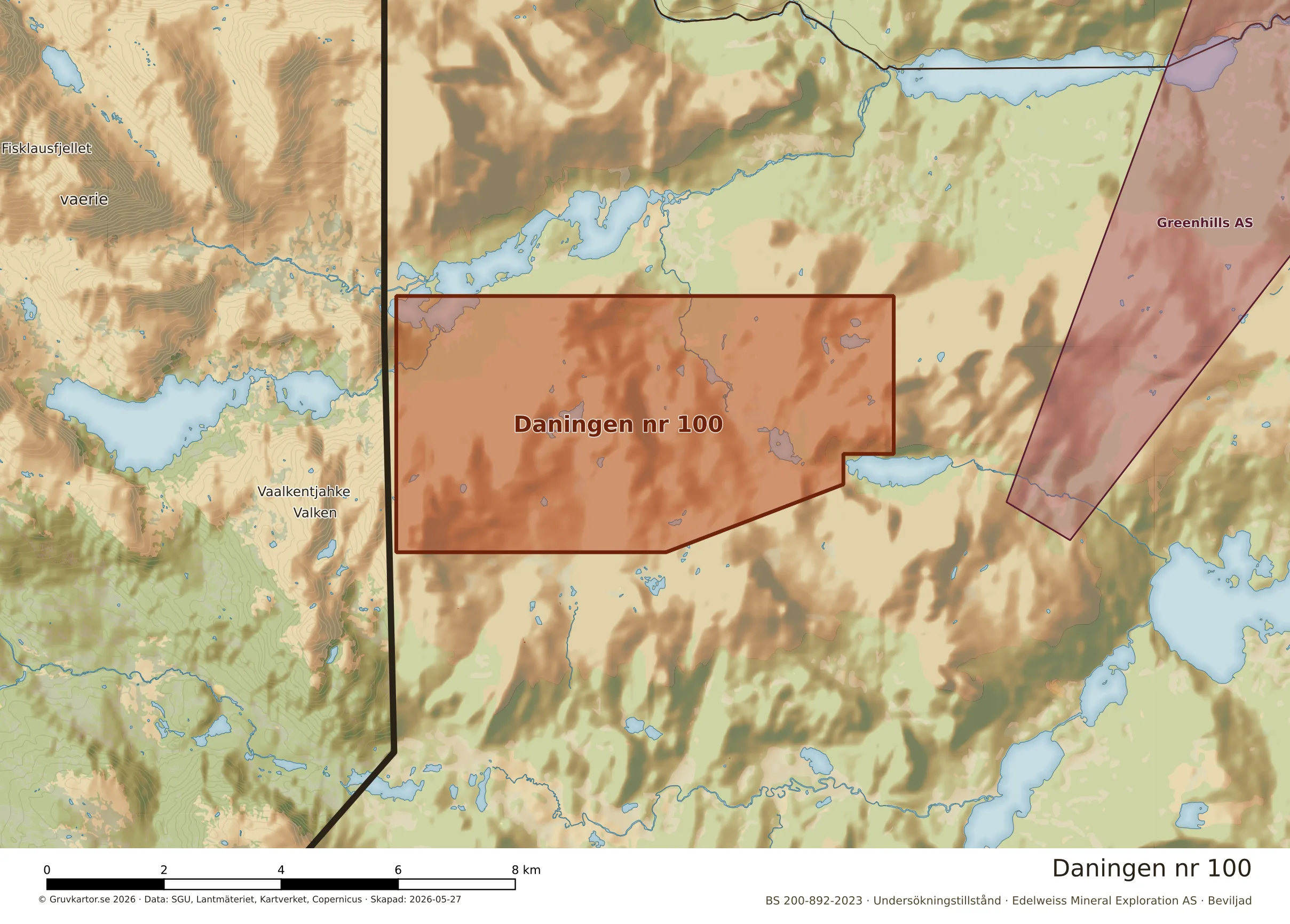 Närkarta över Daningen nr 100