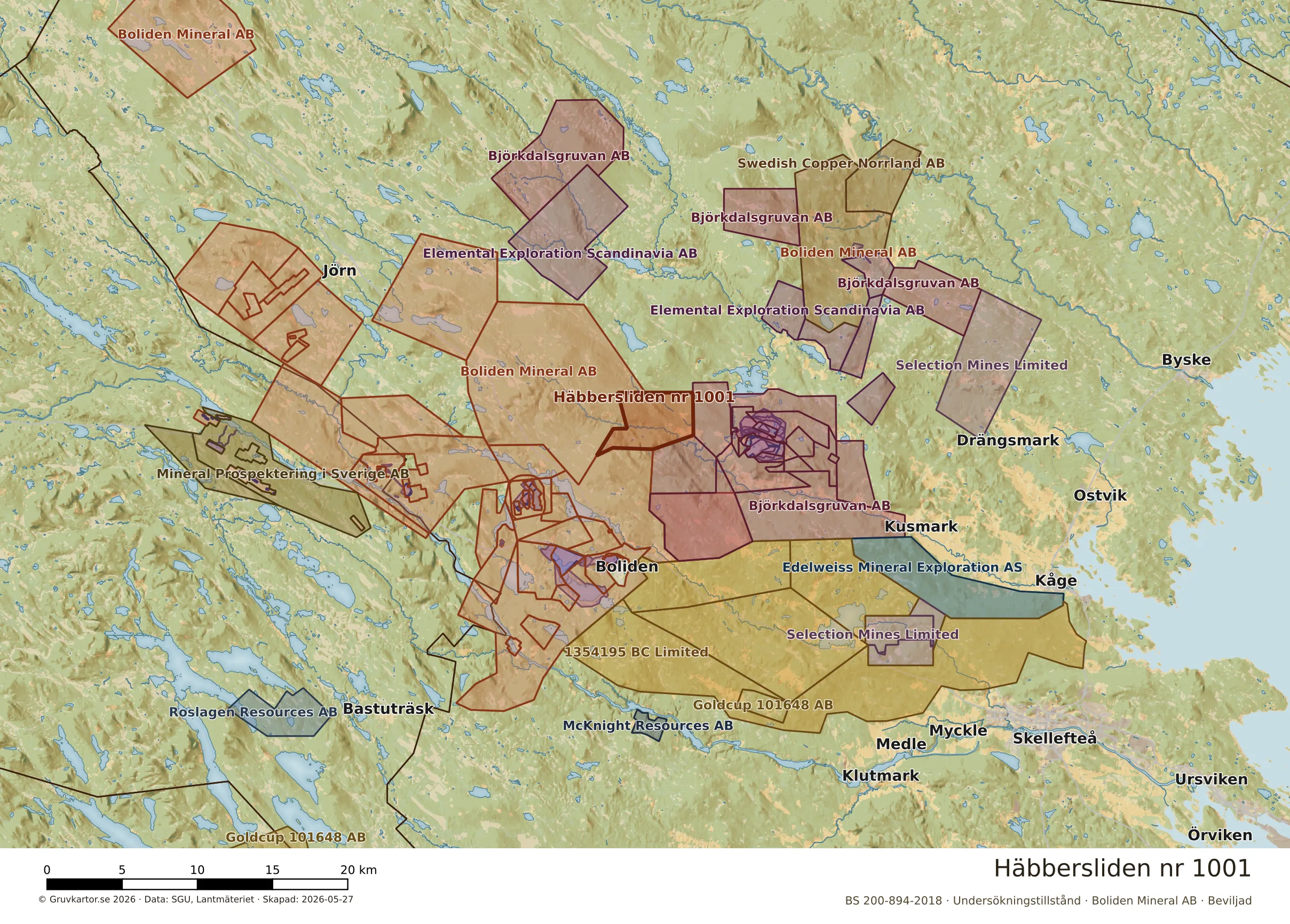 Översiktskarta över Häbbersliden nr 1001 i sitt landskap