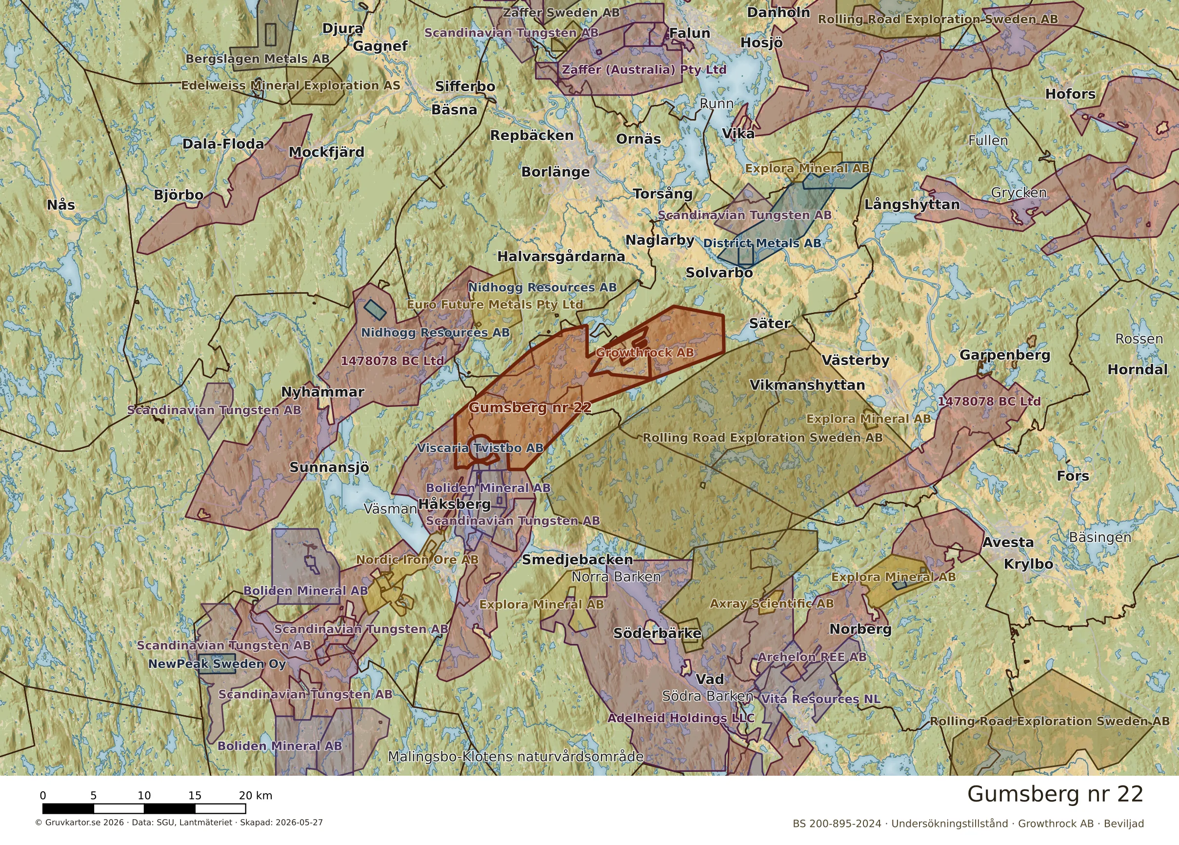 Översiktskarta över Gumsberg nr 22 i sitt landskap