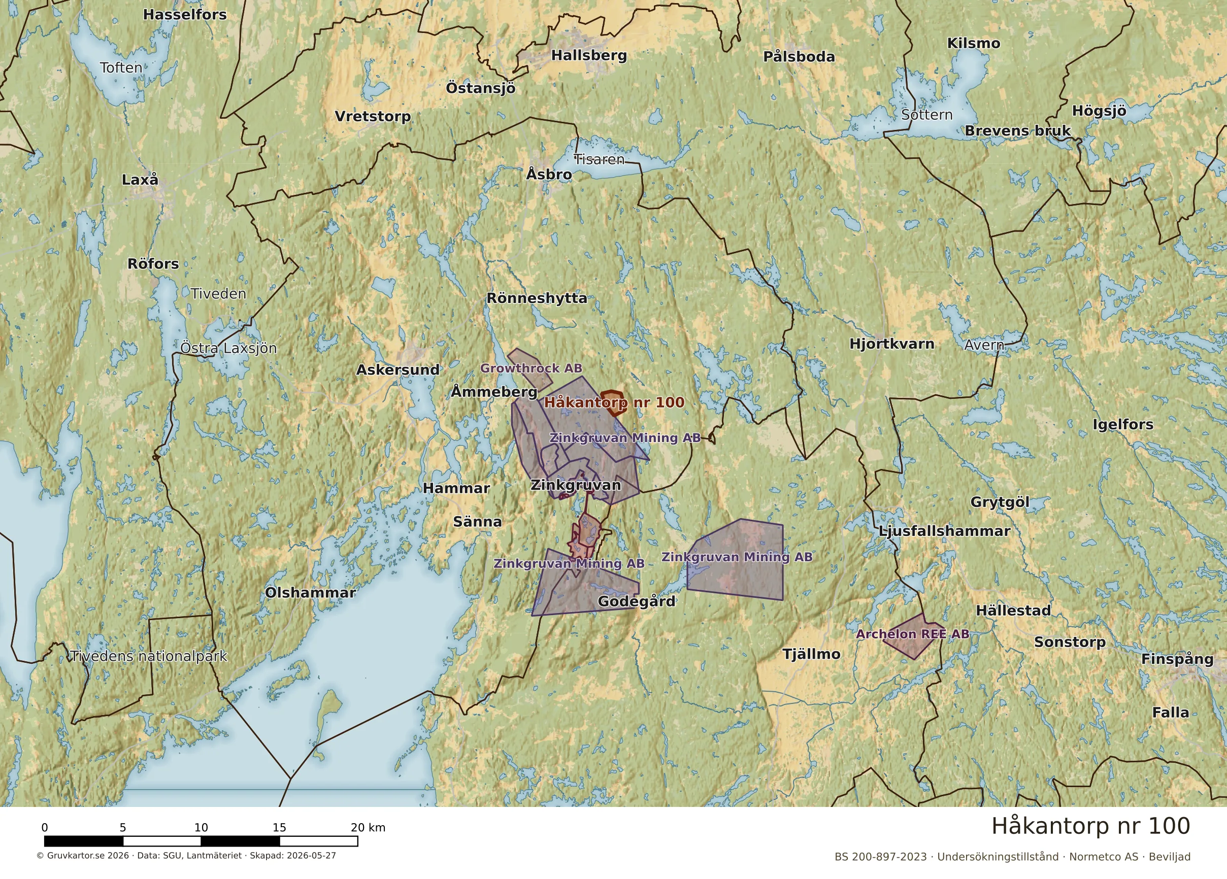 Översiktskarta över Håkantorp nr 100 i sitt landskap