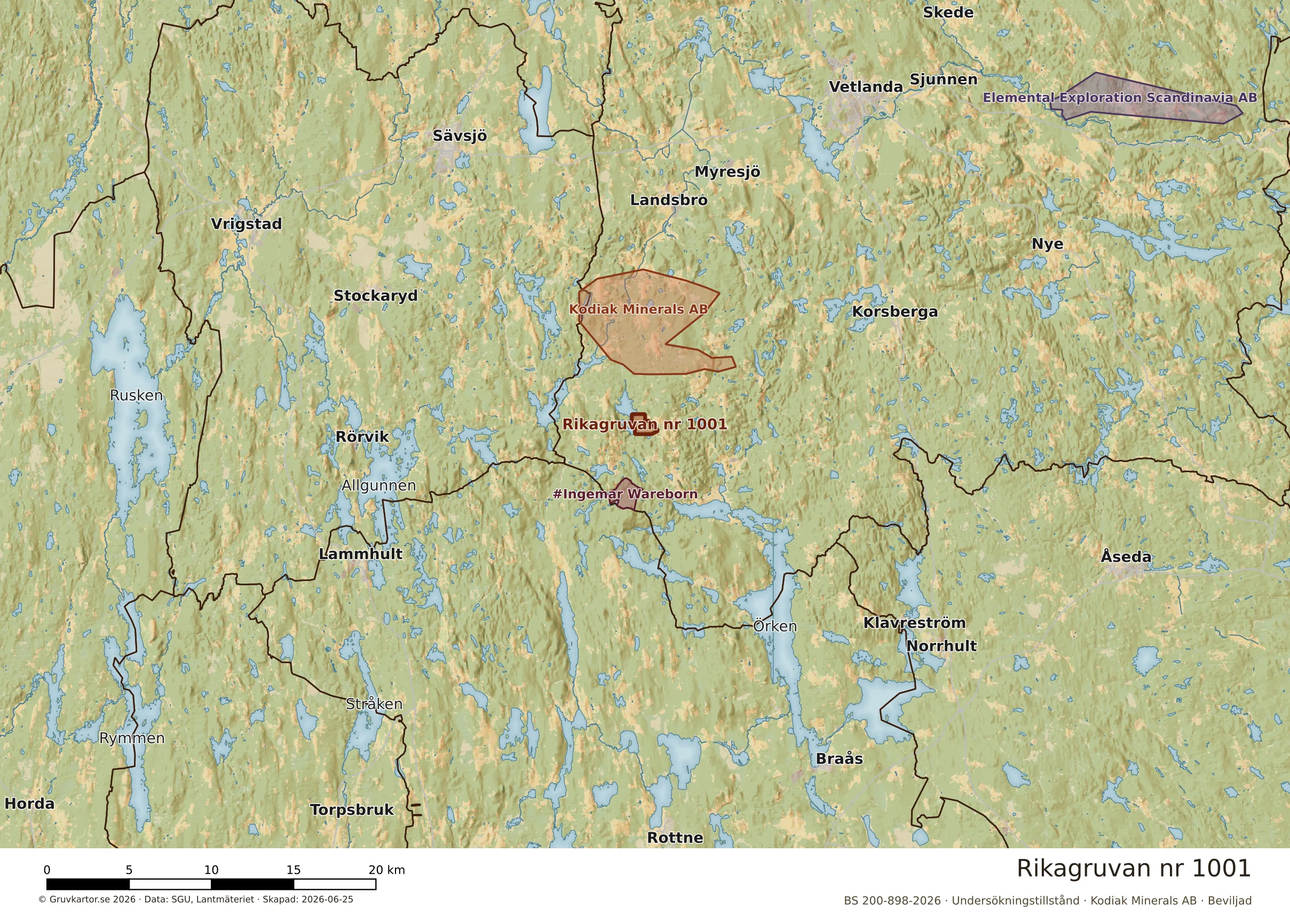 Översiktskarta över Rikagruvan nr 1001 i sitt landskap