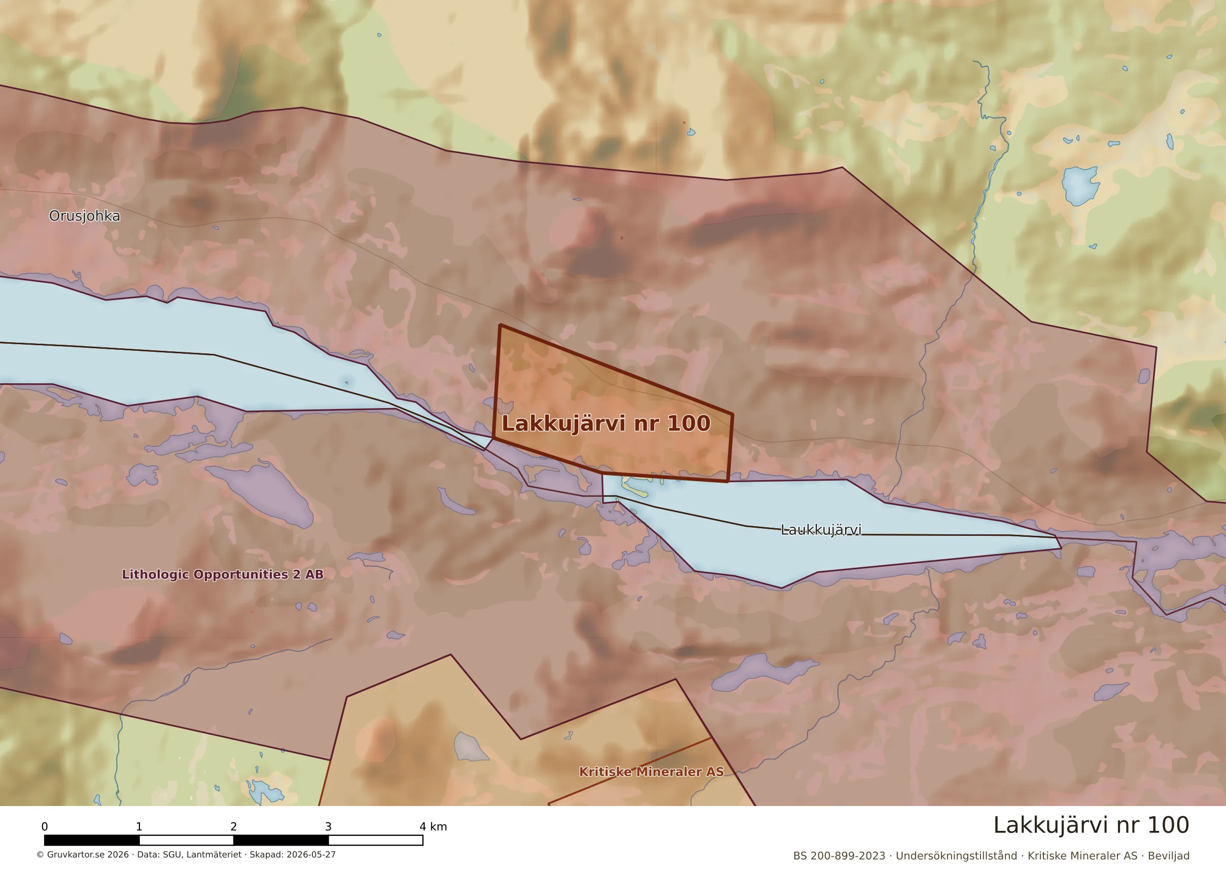 Närkarta över Lakkujärvi nr 100