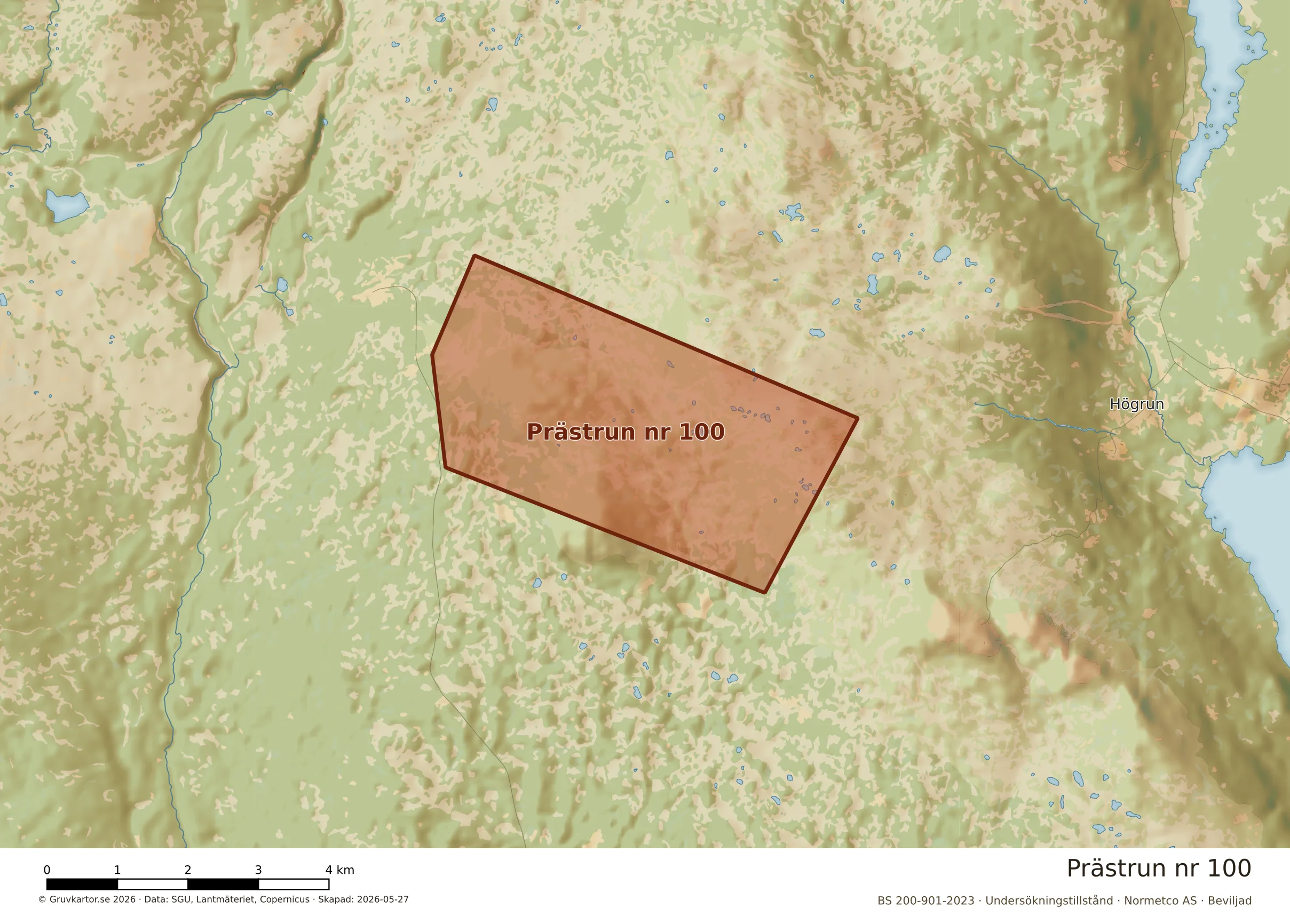 Närkarta över Prästrun nr 100